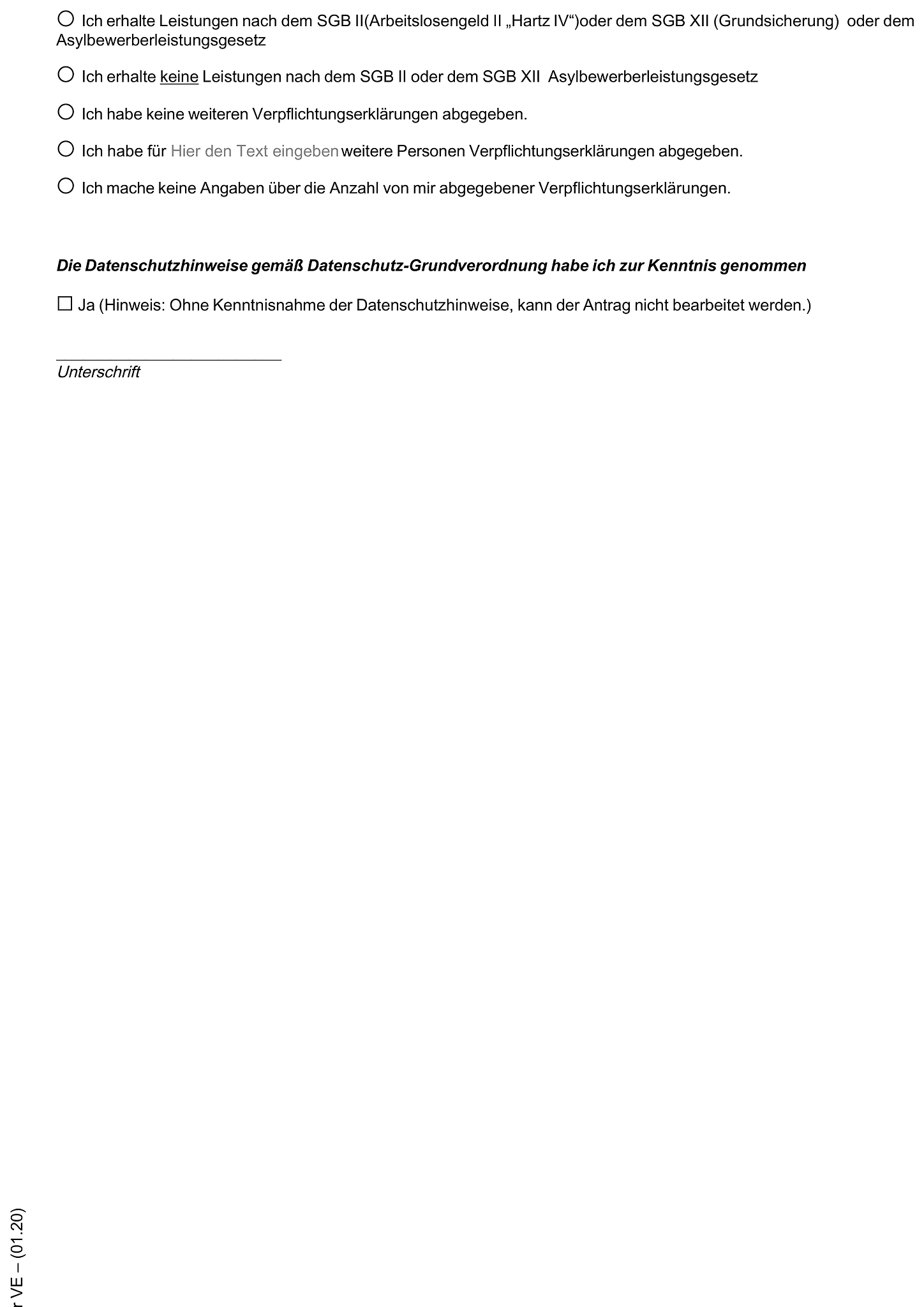 Formular für Verpflichtungserklärung 2