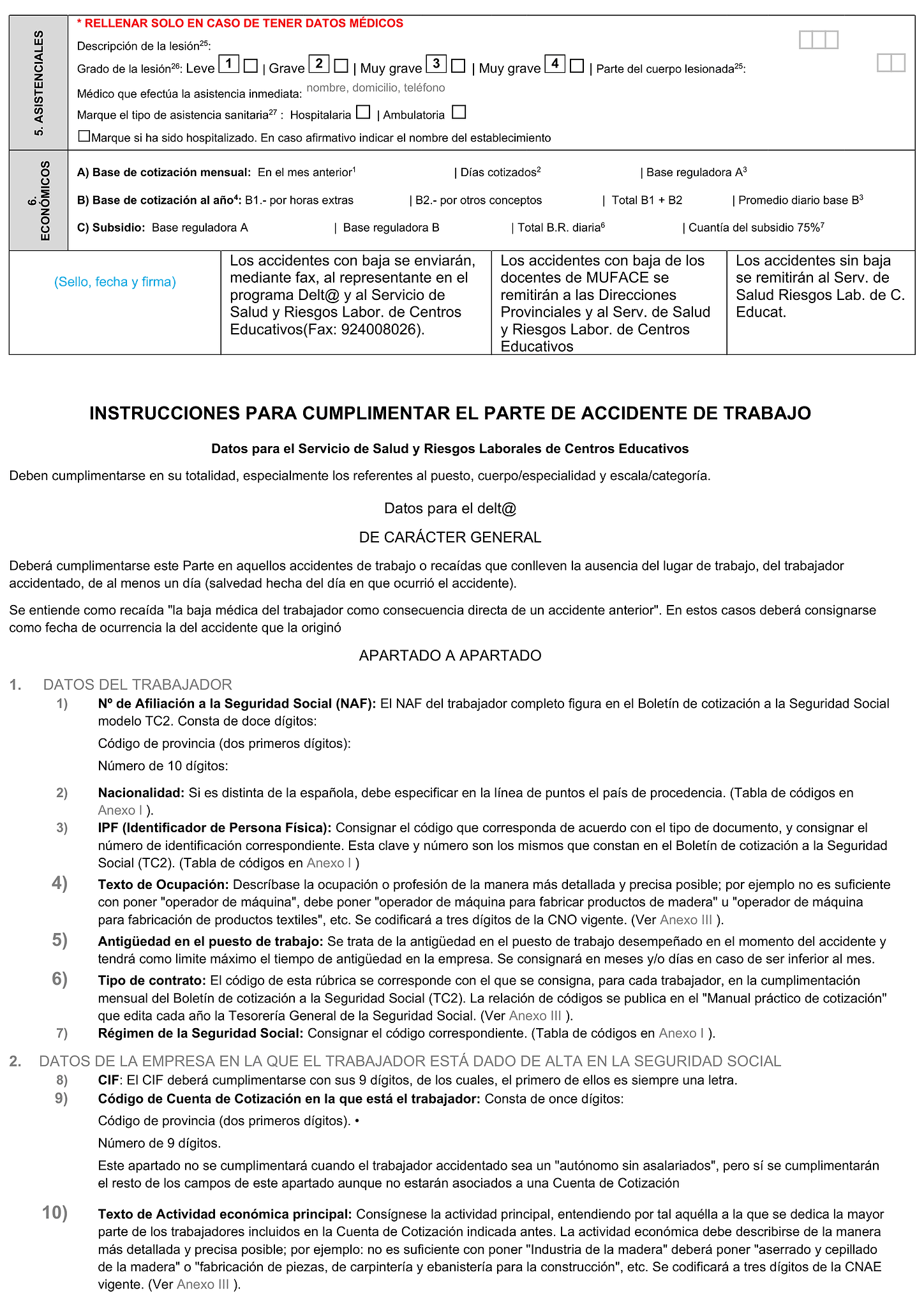 Formulario parte de accidente de trabajo 2