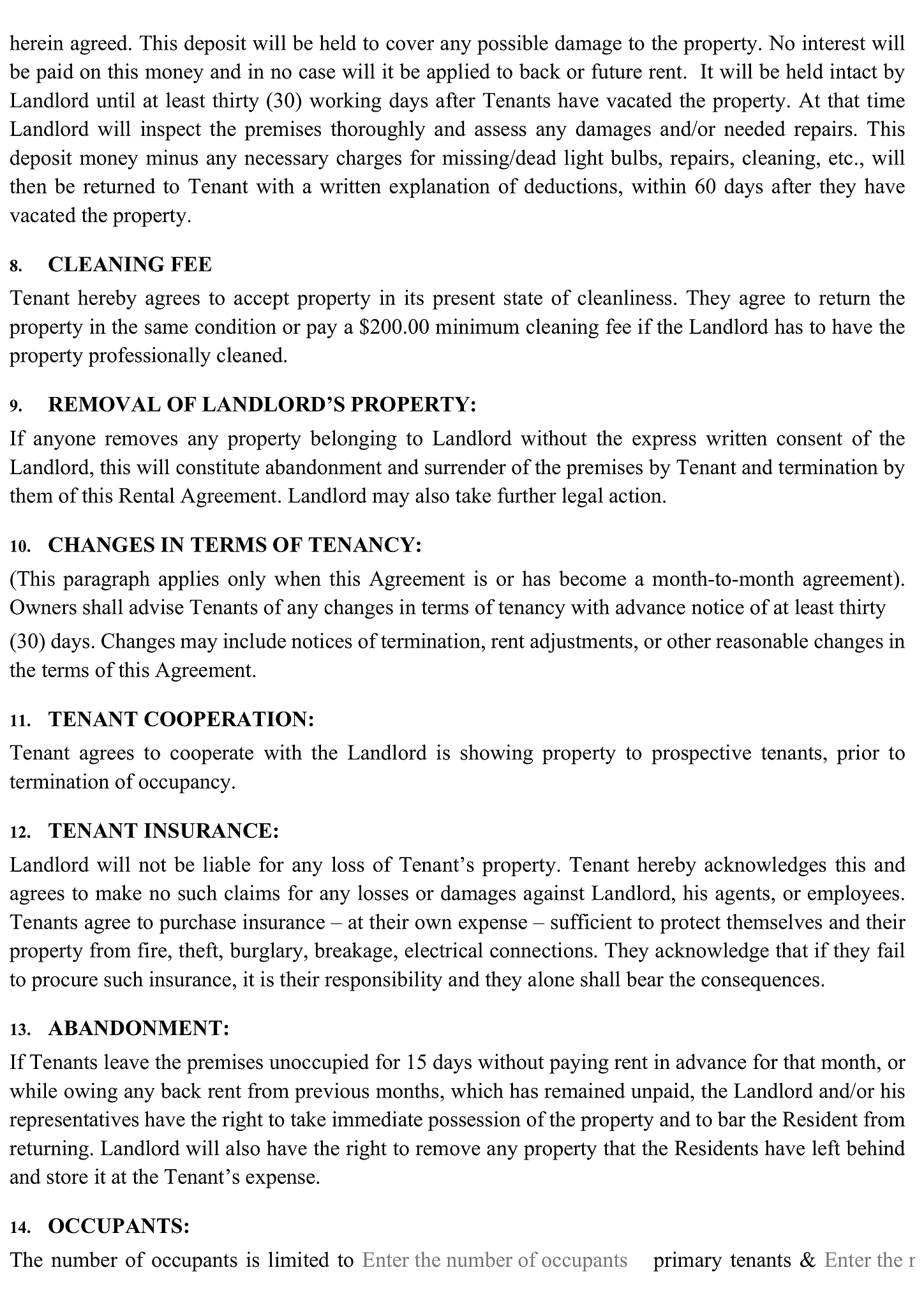 House rental (Lease) agreement form 2