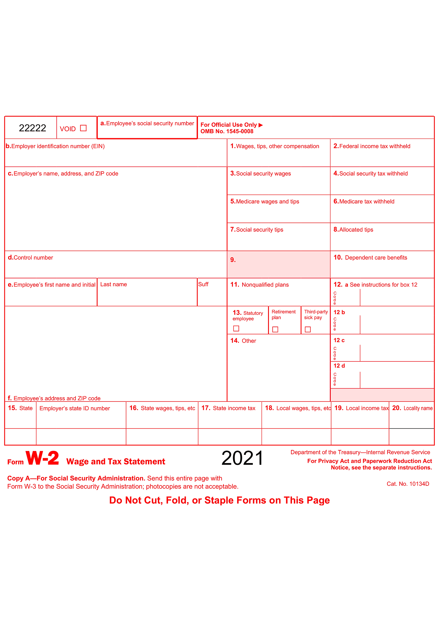 Form W-2 (Wage and Tax Statement) 2
