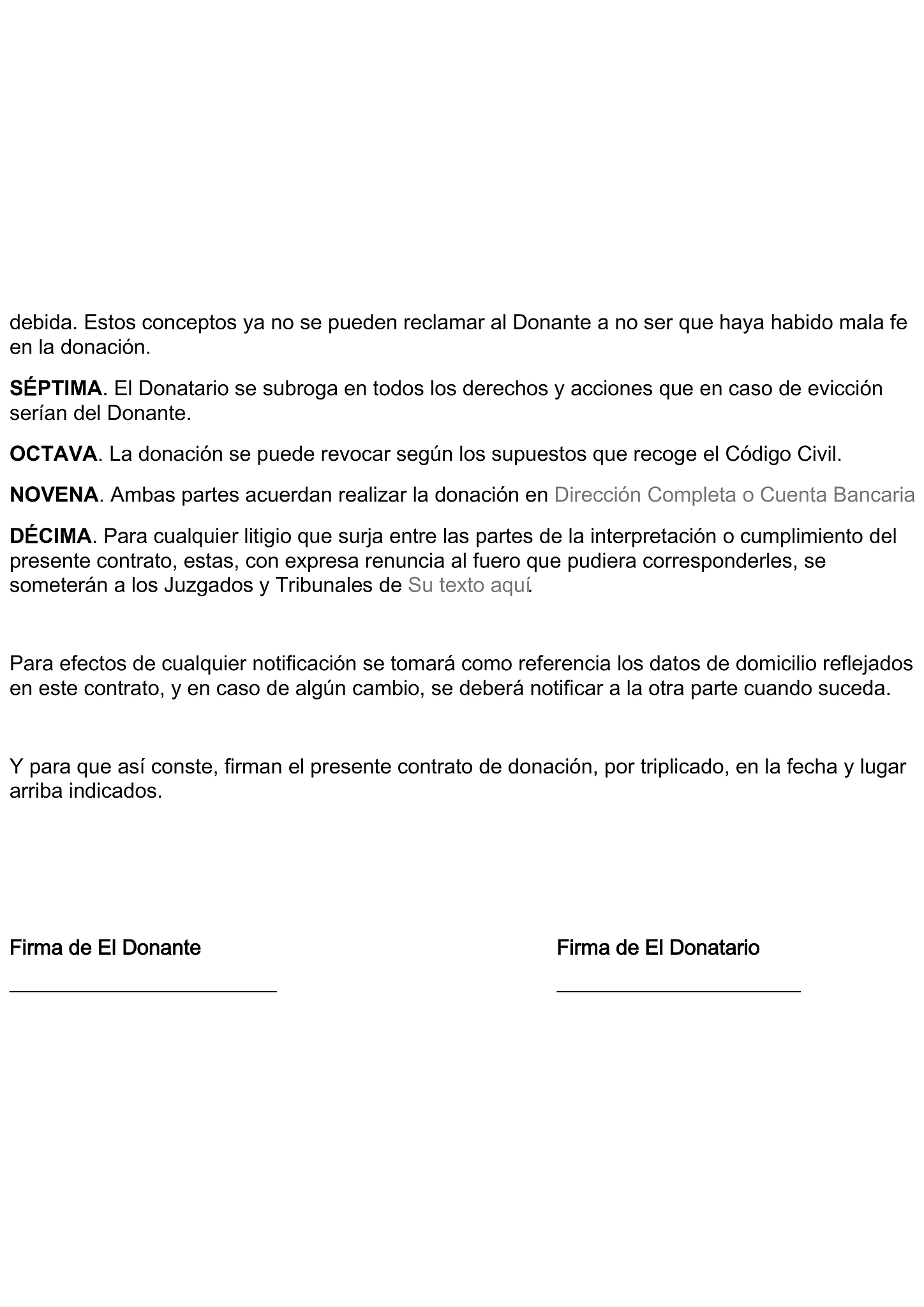 Formulario contrato de donación de bienes o dinero 2