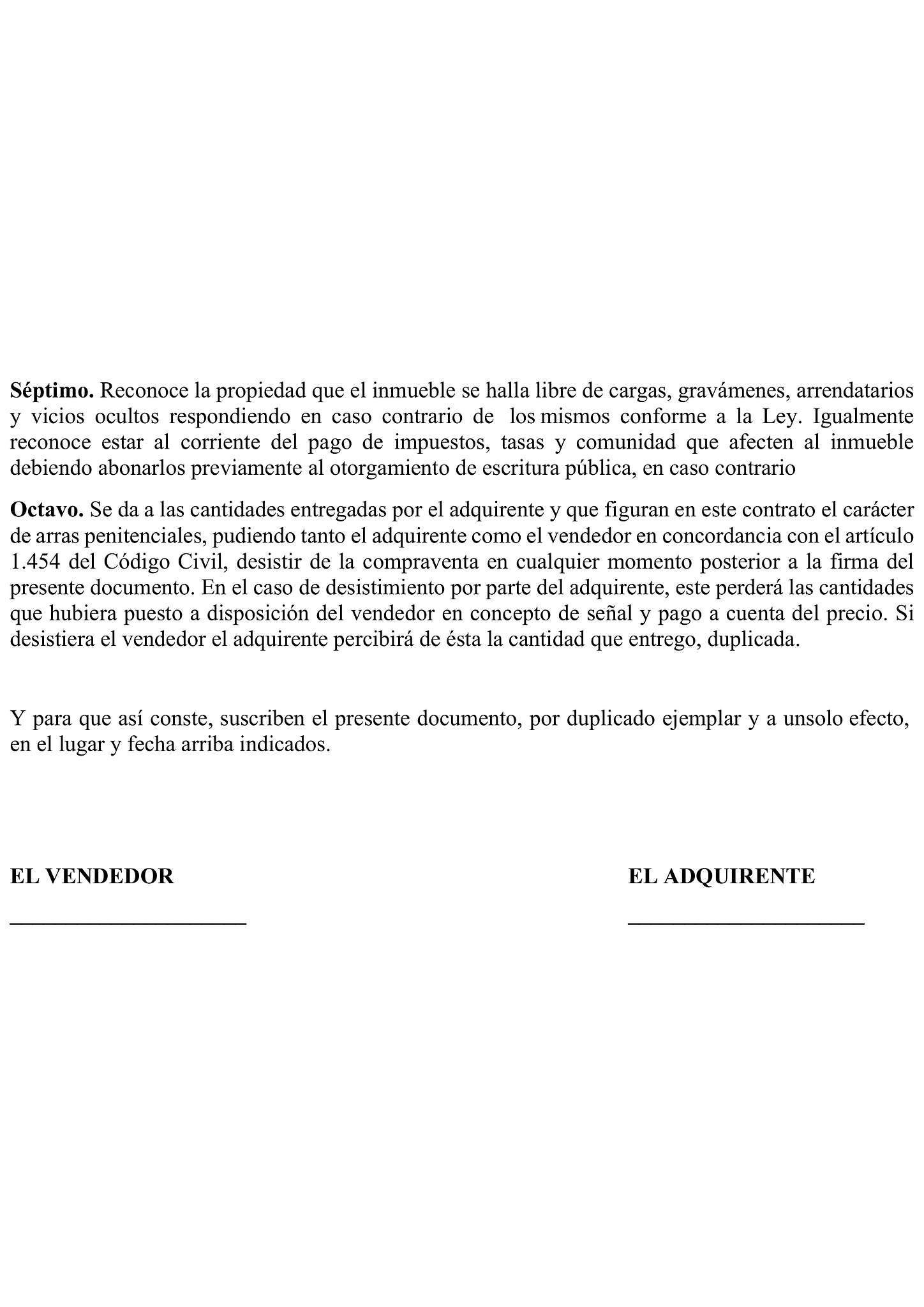 Formulario contrato de arras penitenciales 2