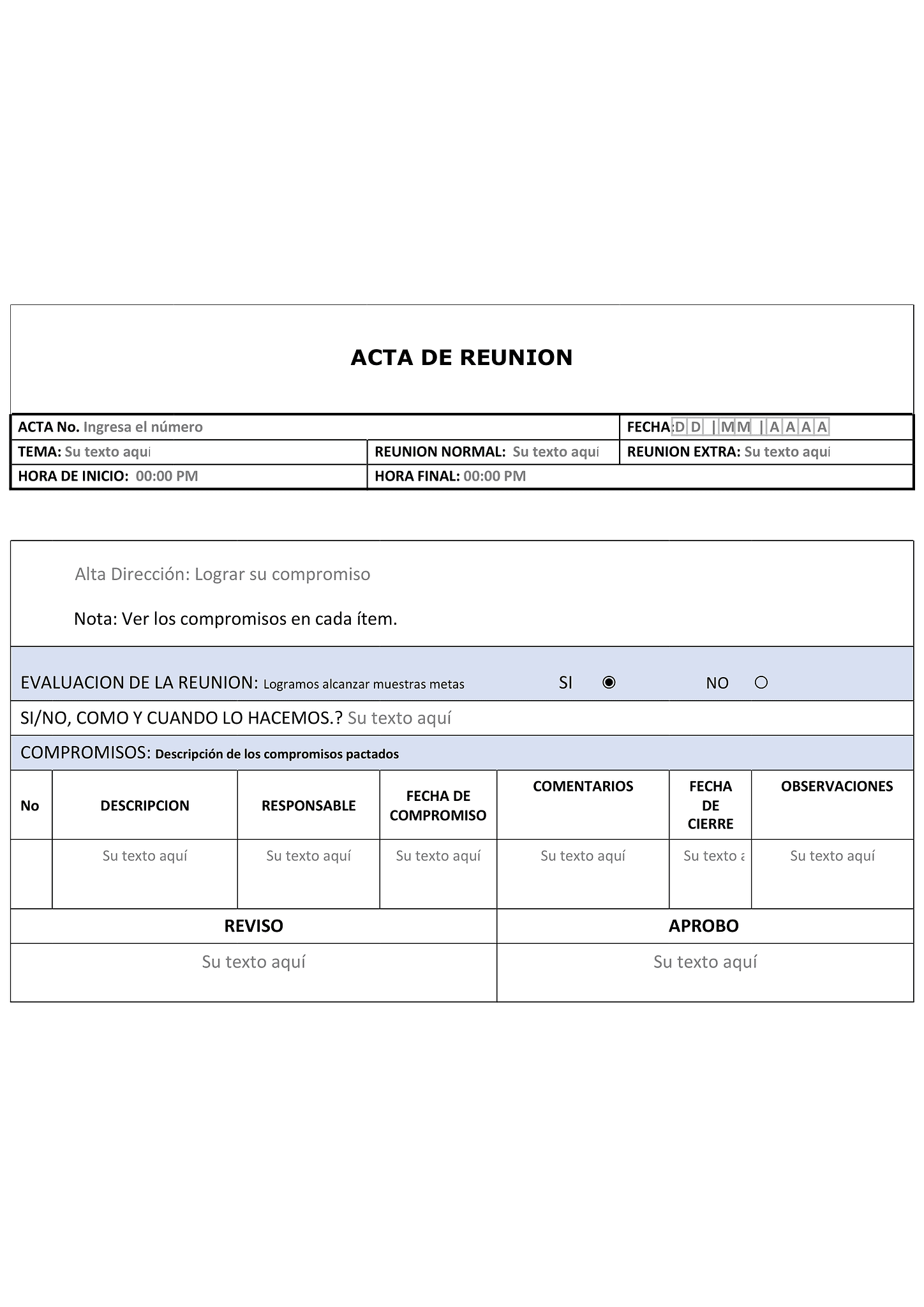 Formulario acta de reunión 2
