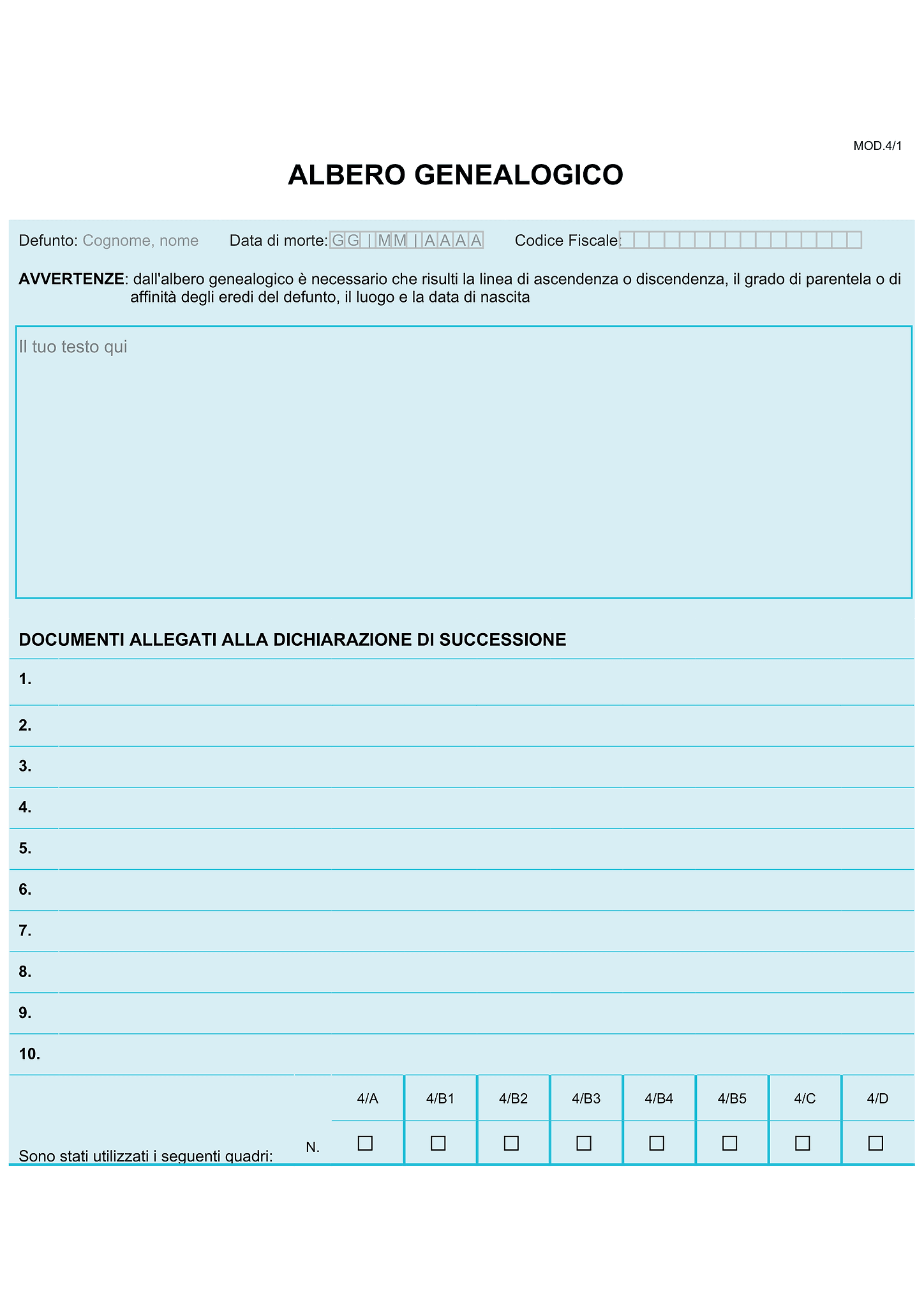 Modulo dichiarazione di successione 2