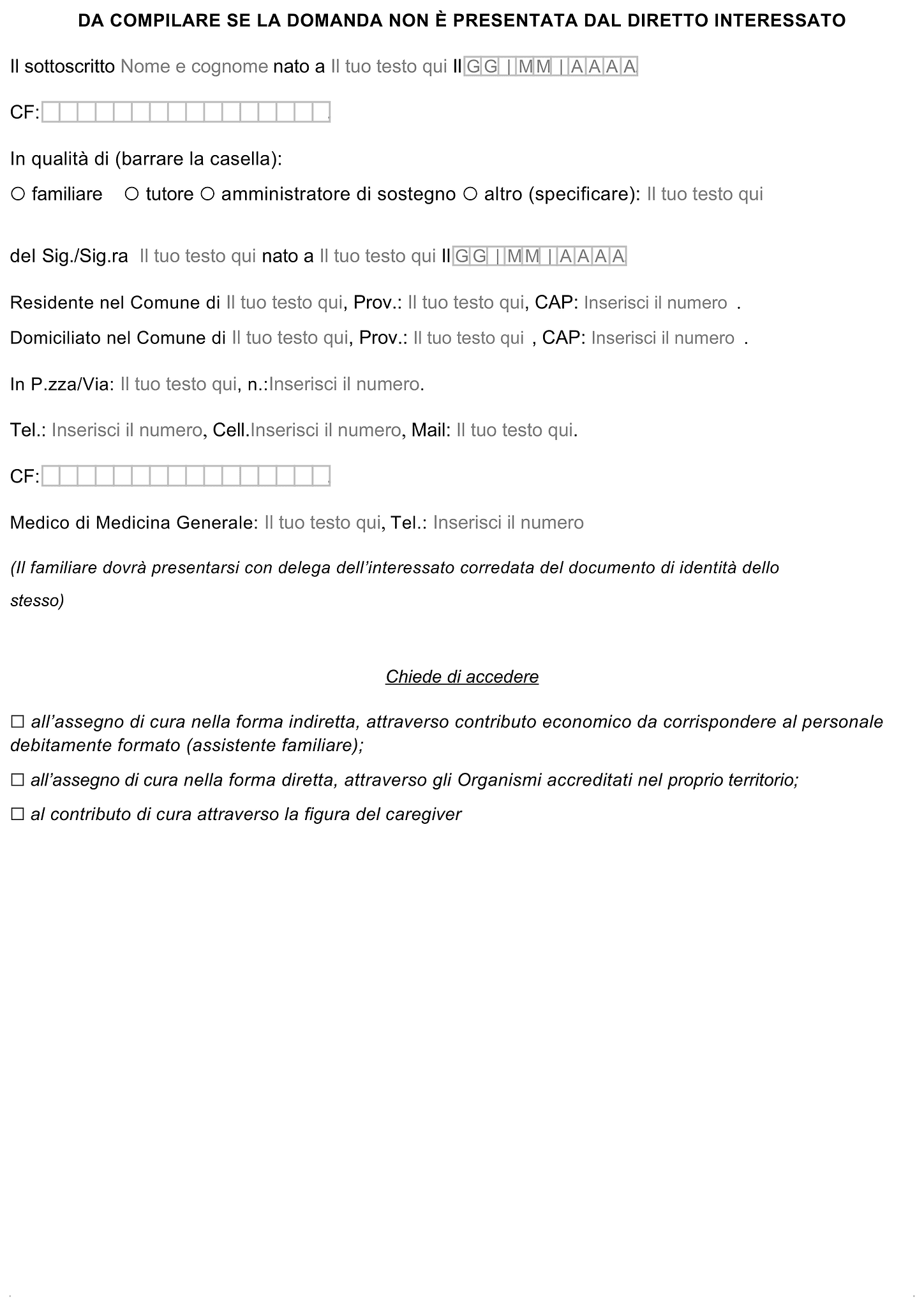 Modulo domanda caregiver 2