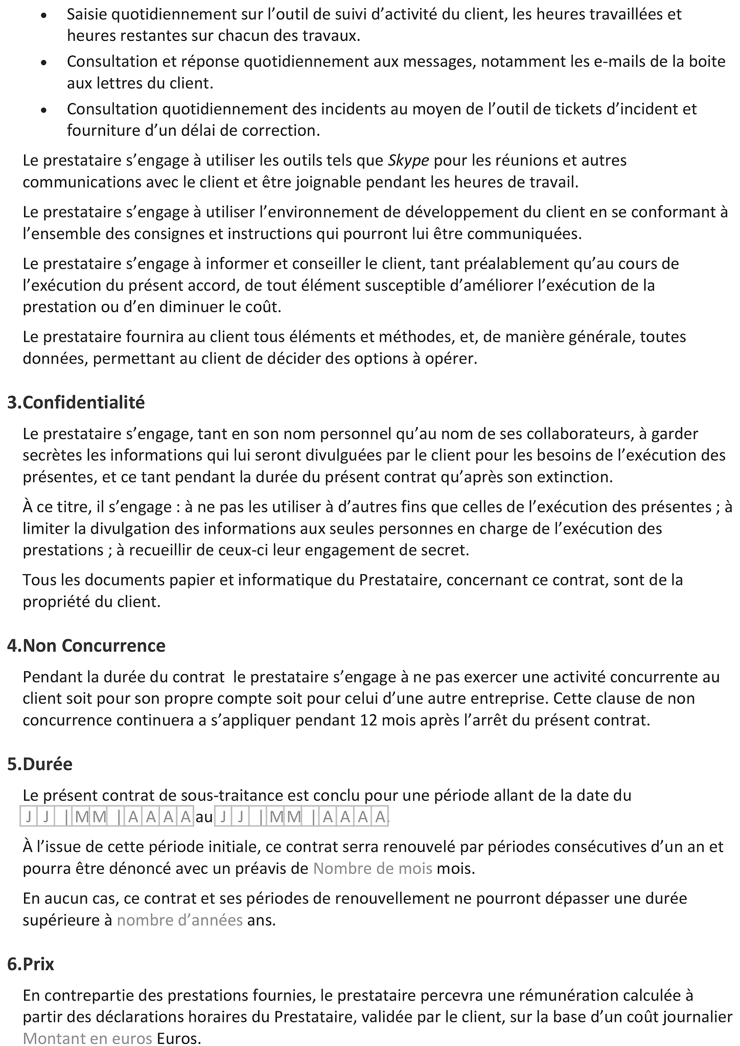 Formulaire contrat de sous-traitance 2