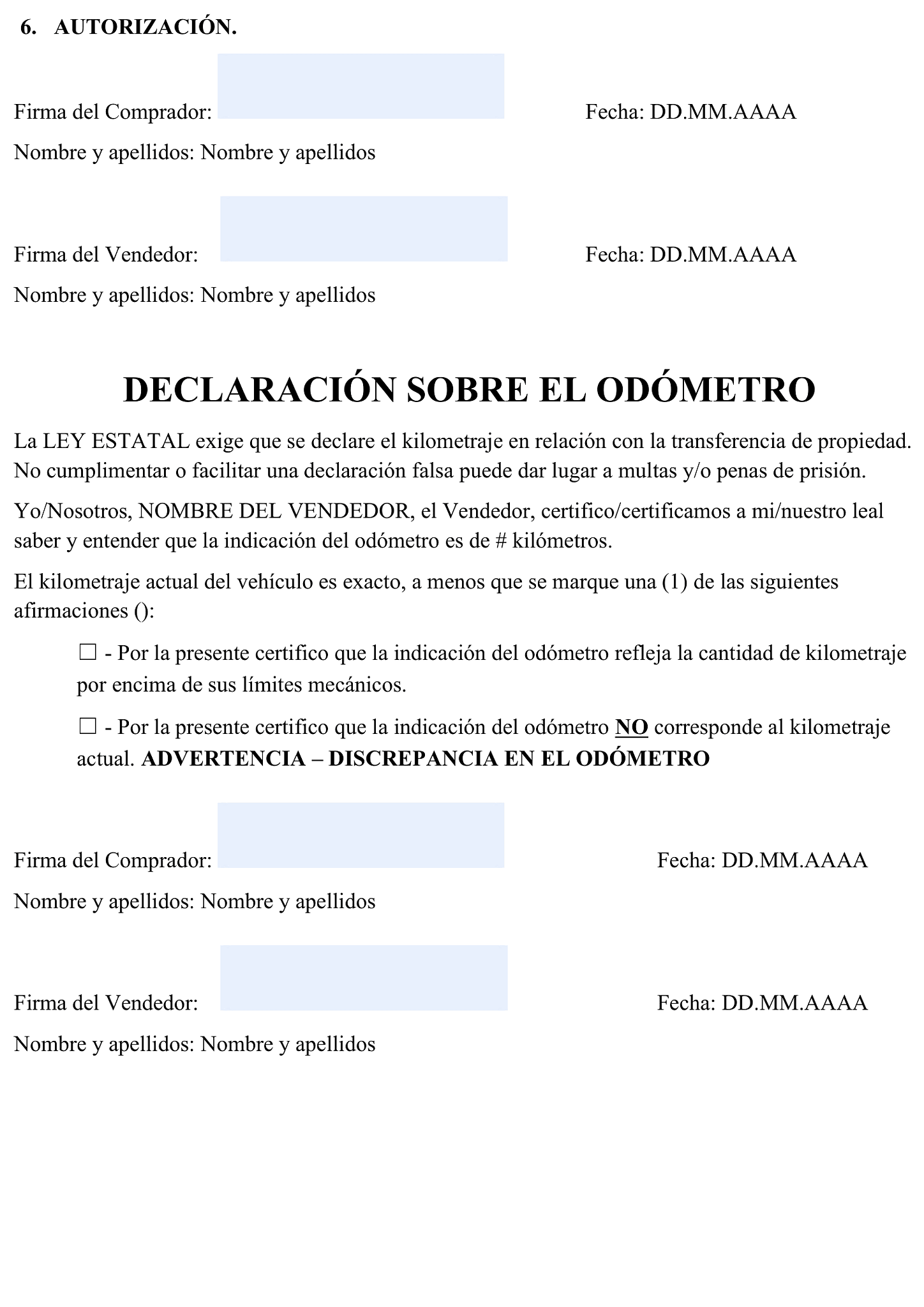 Declaración de transferencia de propiedad 2