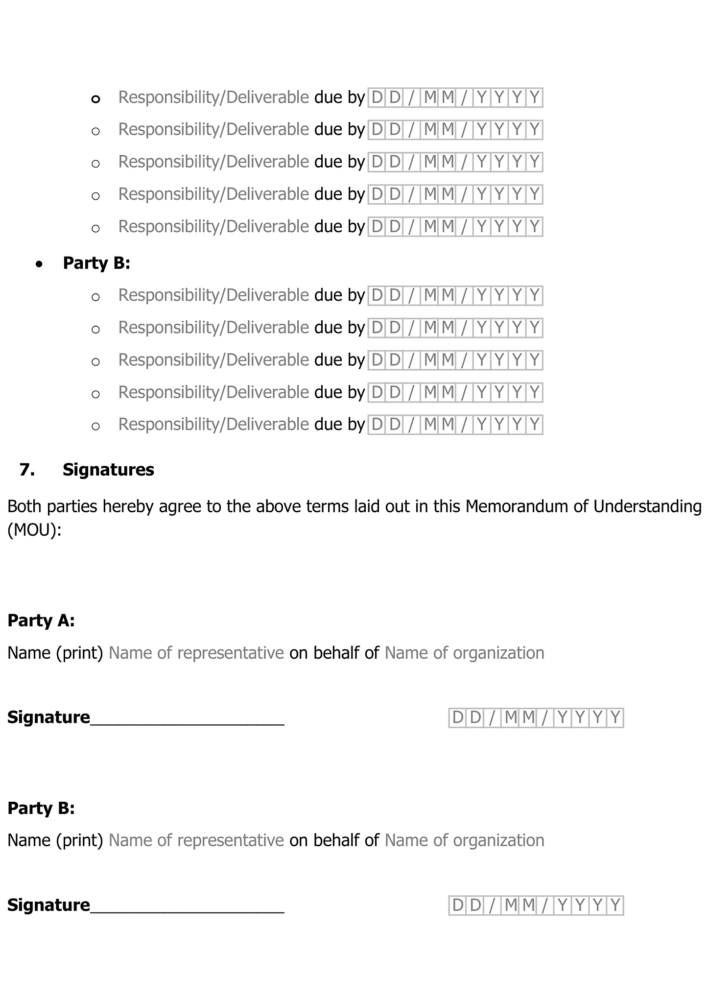 Memorandum of understanding (MOU) form 2