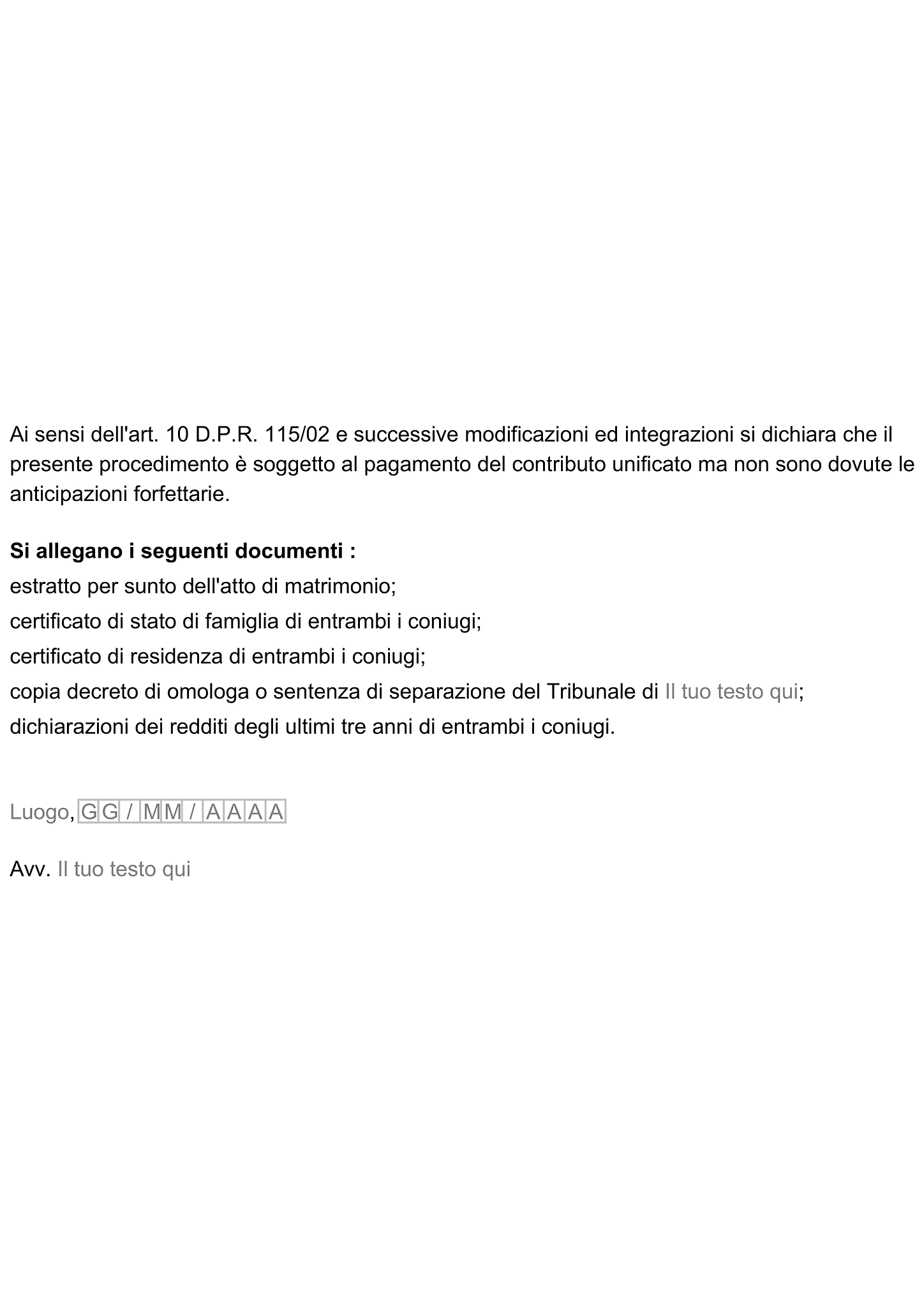 Modulo accordo di divorzio 2