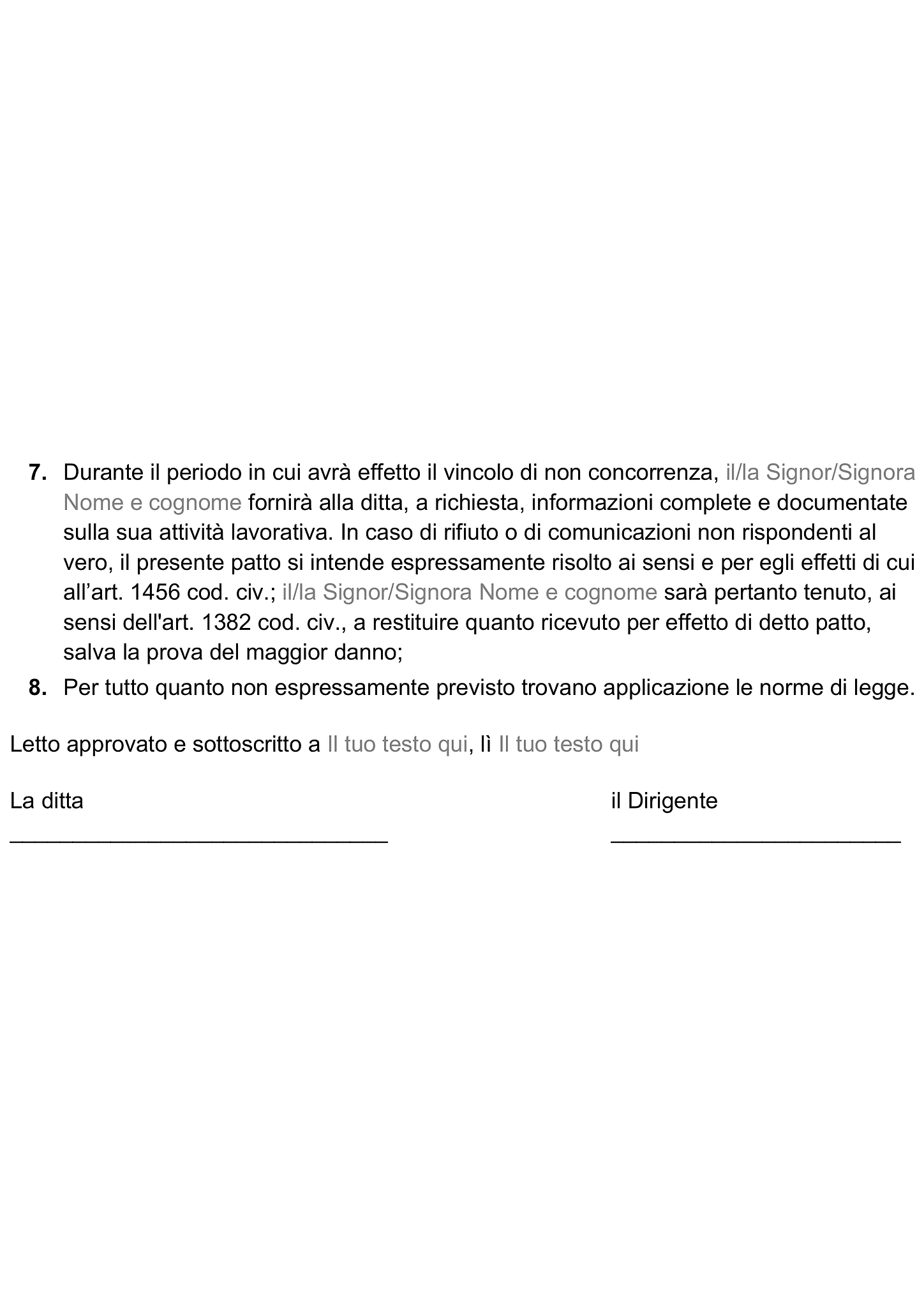 Modulo patto di non concorrenza lavoratore autonomo 2