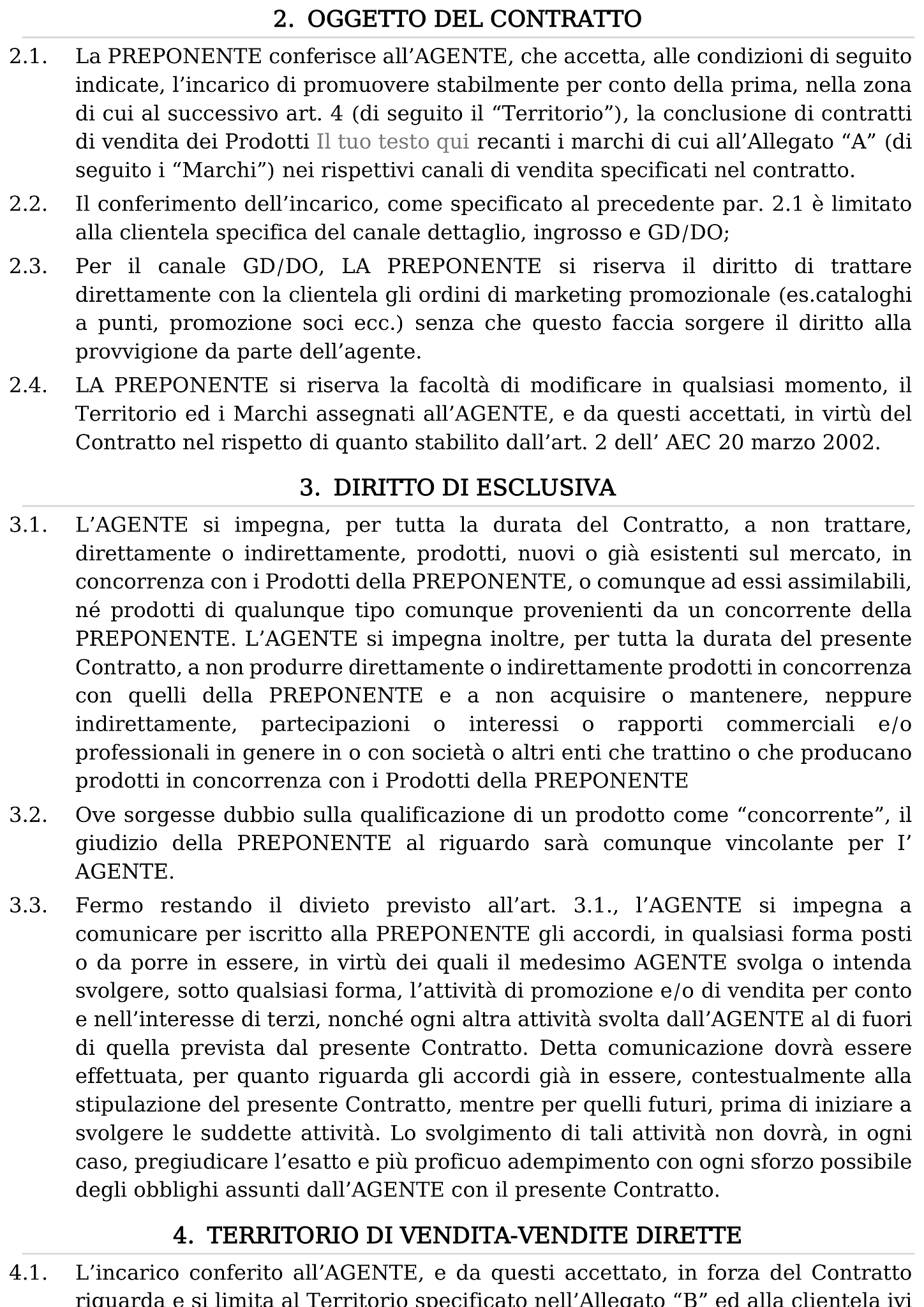 Modulo contratto di agenzia 2