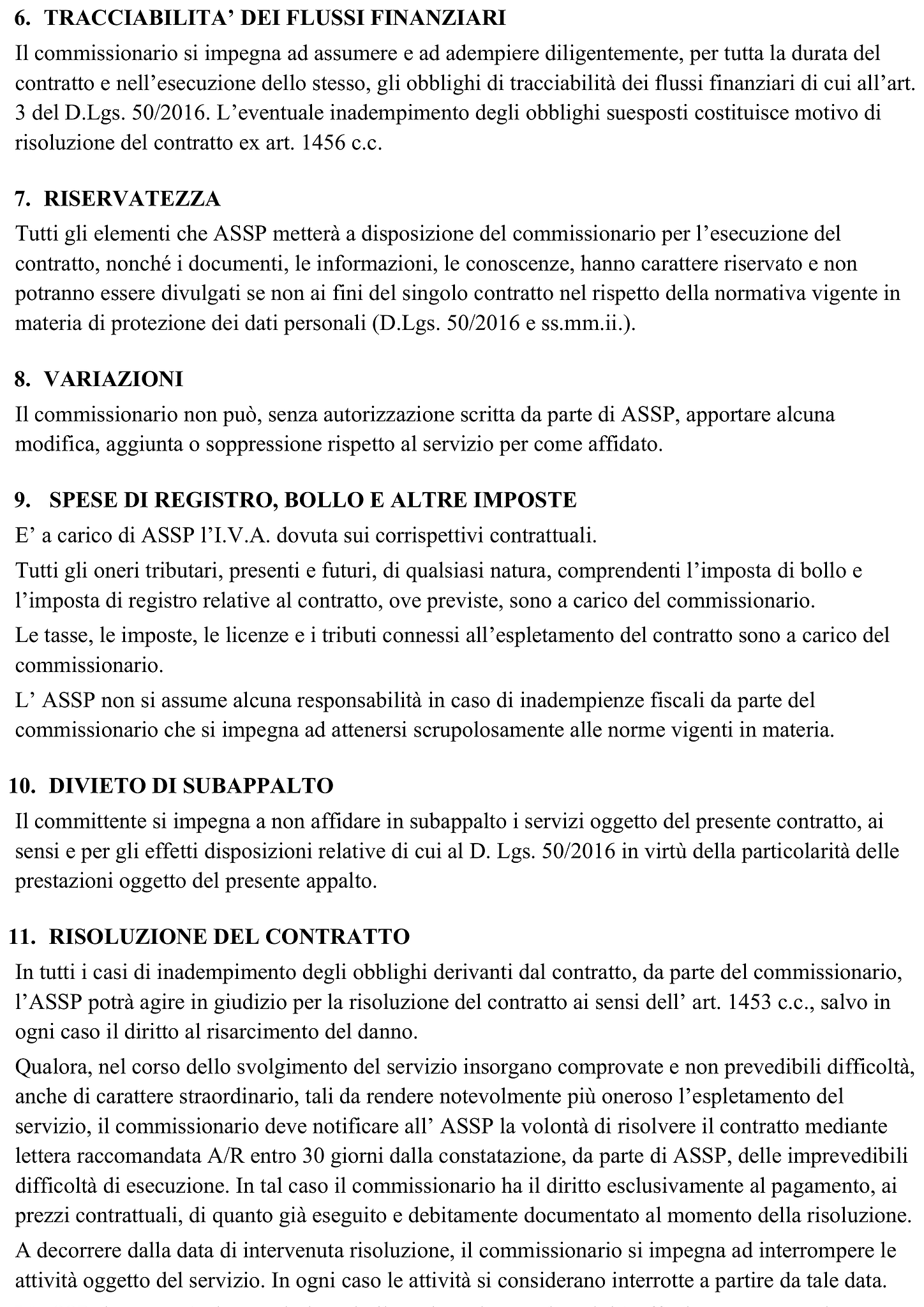 Modulo contratto di prestazione di servizi 2