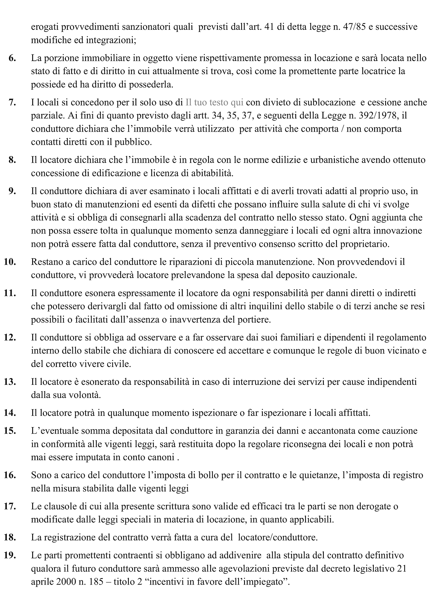 Contratto preliminare di locazione 2