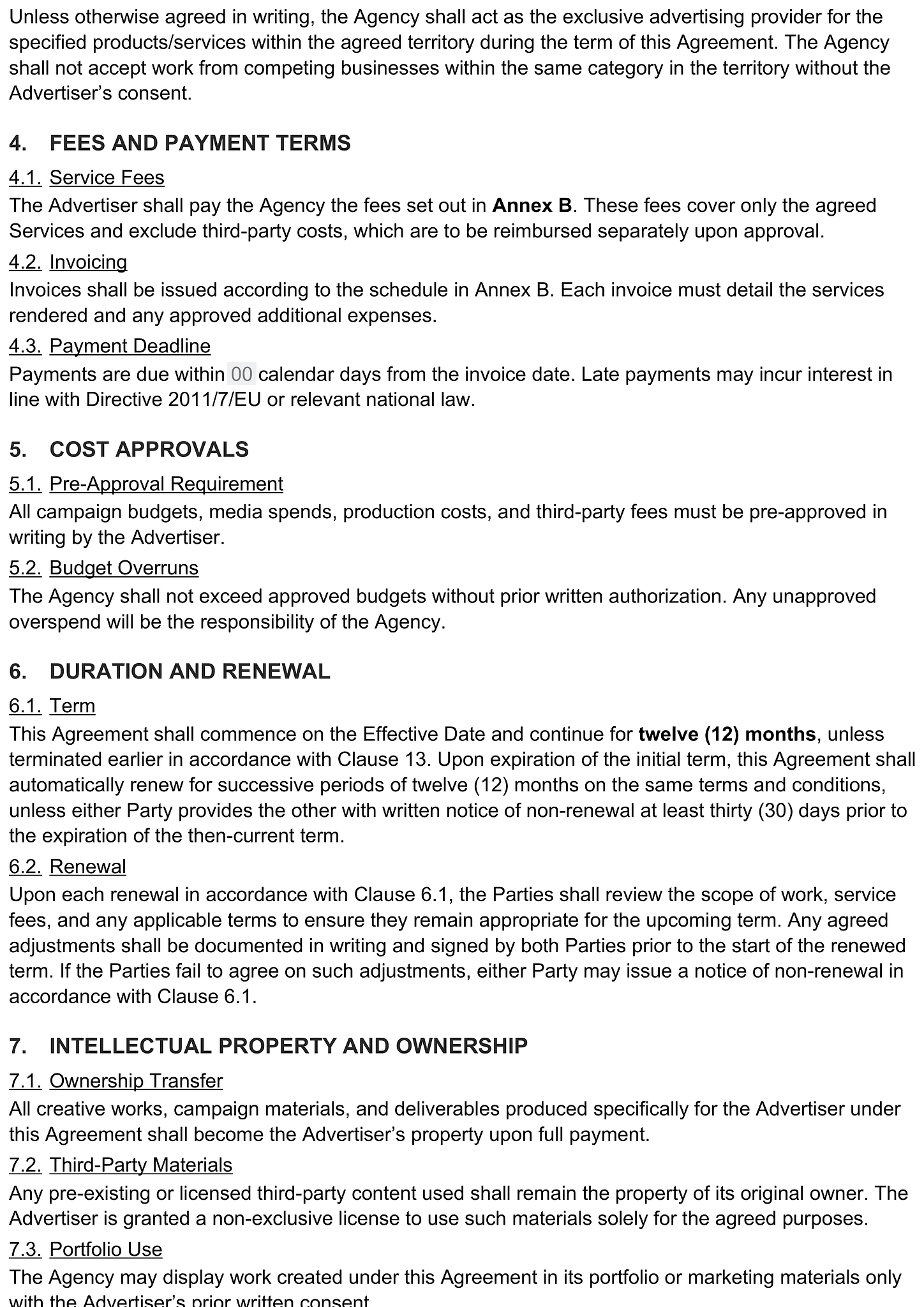 Advertising agreement 2