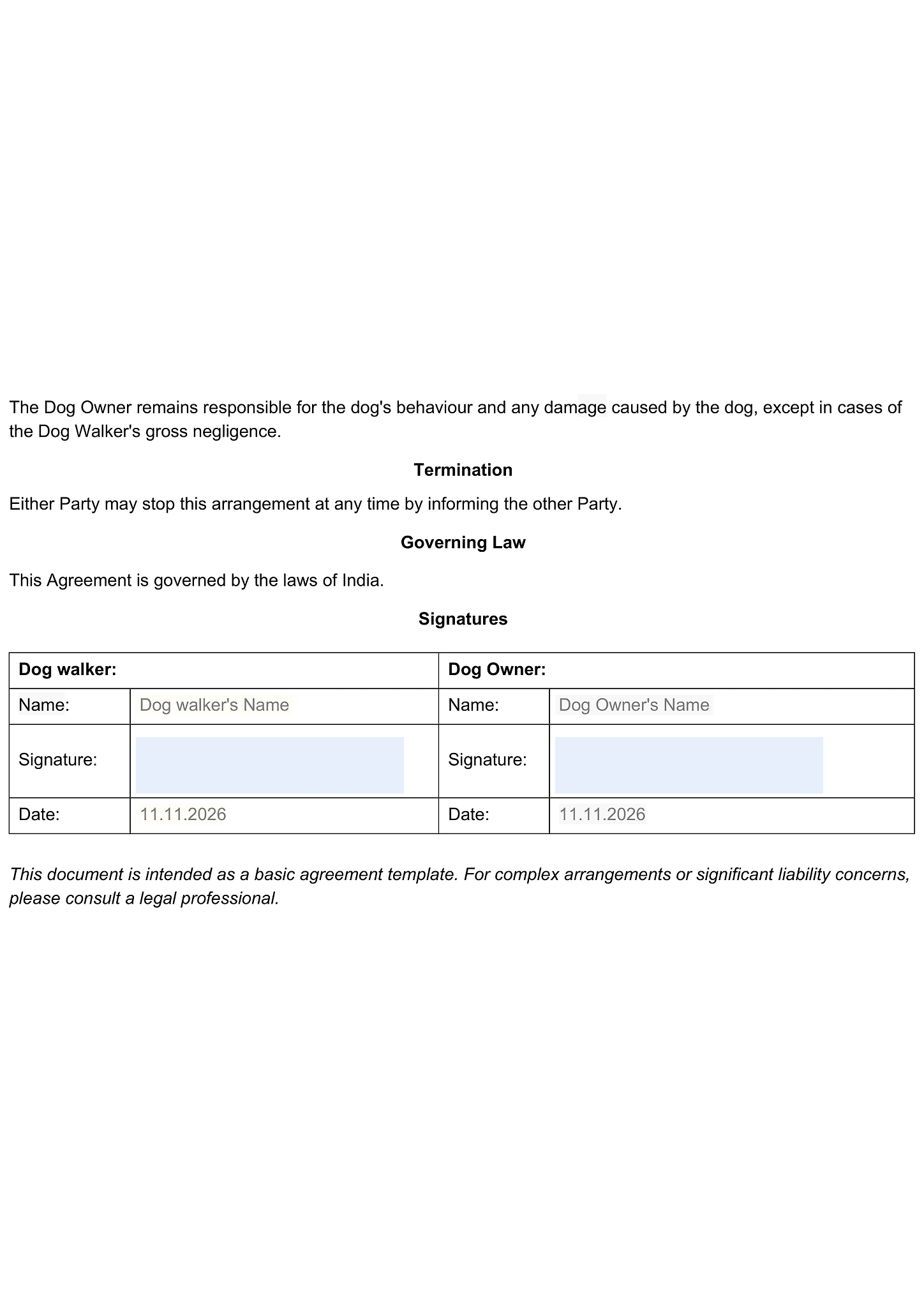 Dog walking agreement (simple) 2