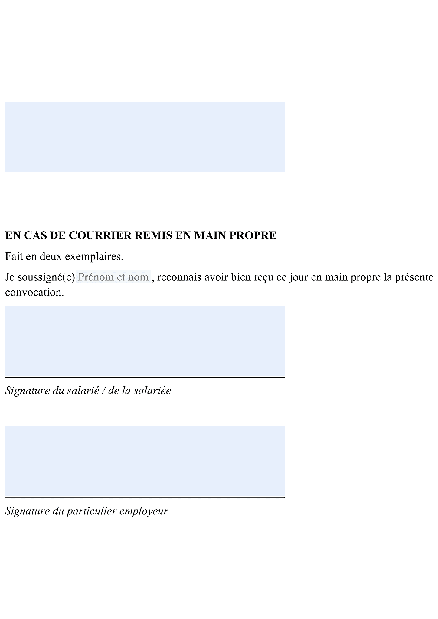 Convocation à un entretien préalable au licenciement 2