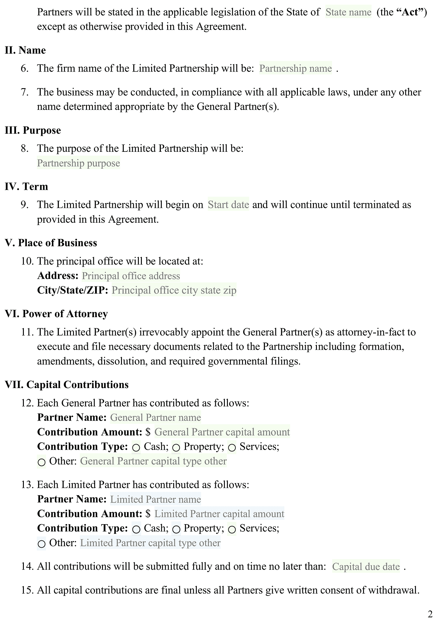 Limited partnership agreement 2