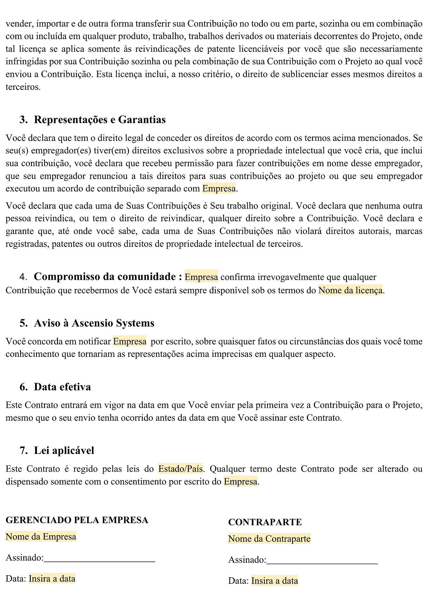 Formulário do contrato de licença do contribuinte (CLA) 1 2
