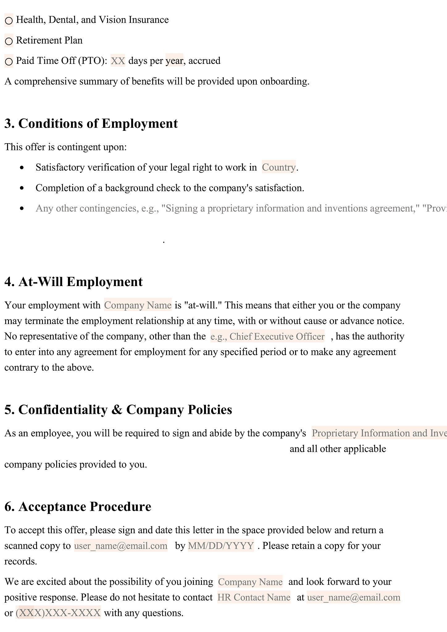 Offer of employment letter 2