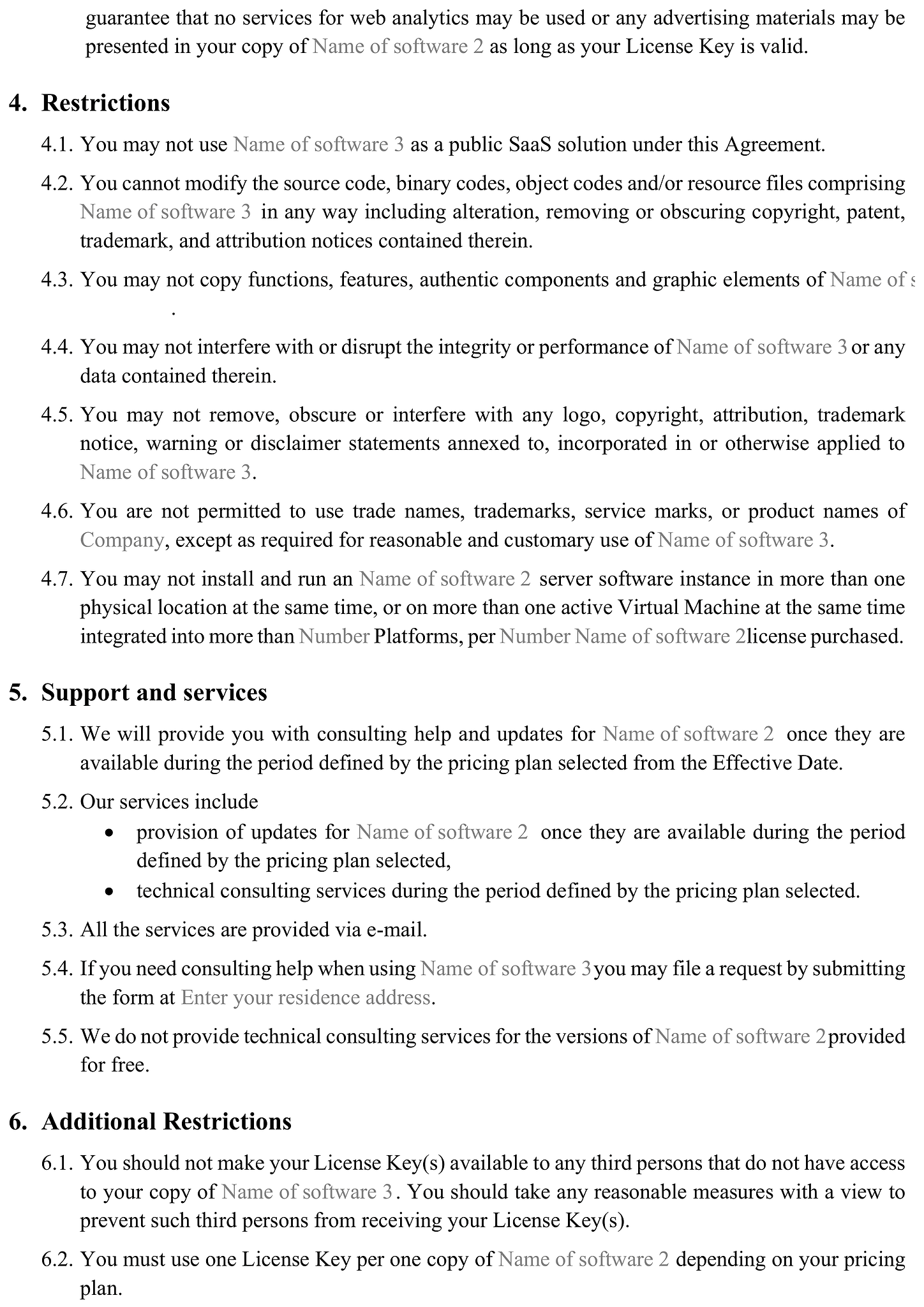 Software license agreement form 3