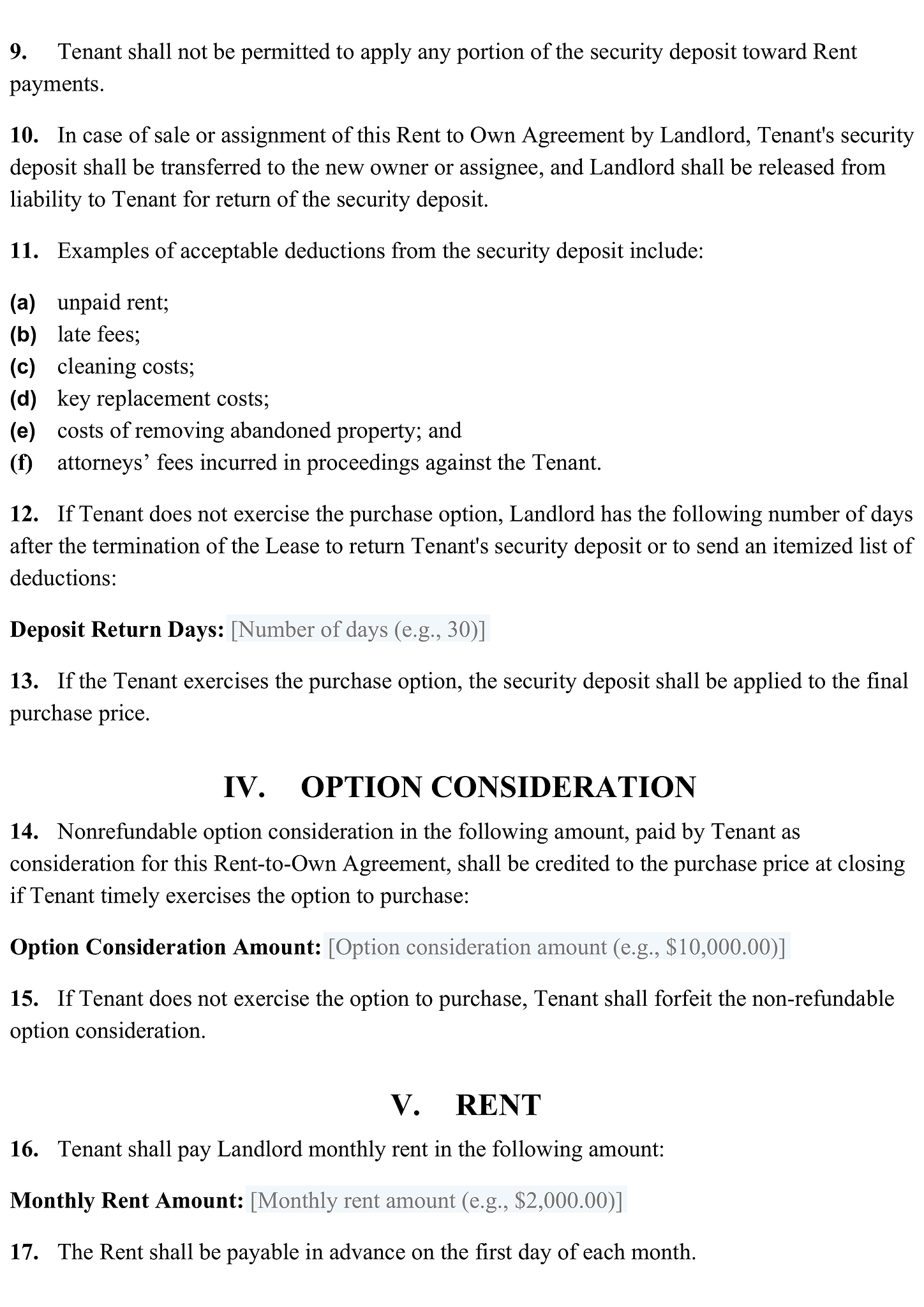 Residential rent to own agreement 3