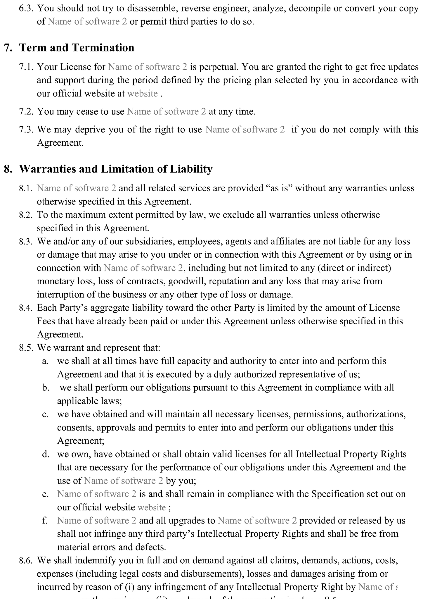 Software license agreement form 4