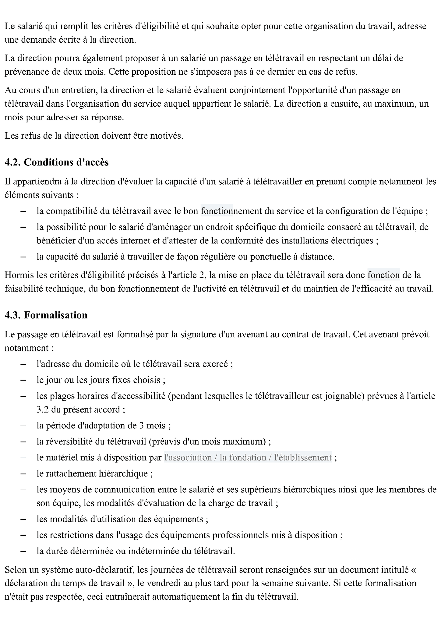 Accord pour la mise en place du télétravail 4