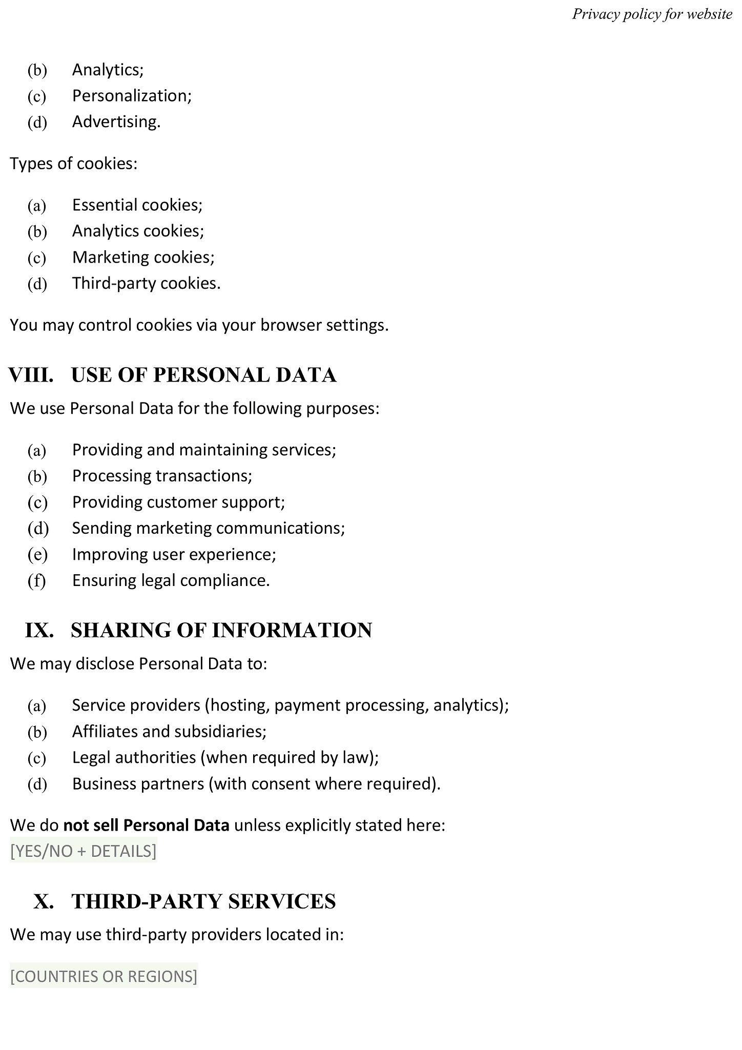Privacy policy for website 4