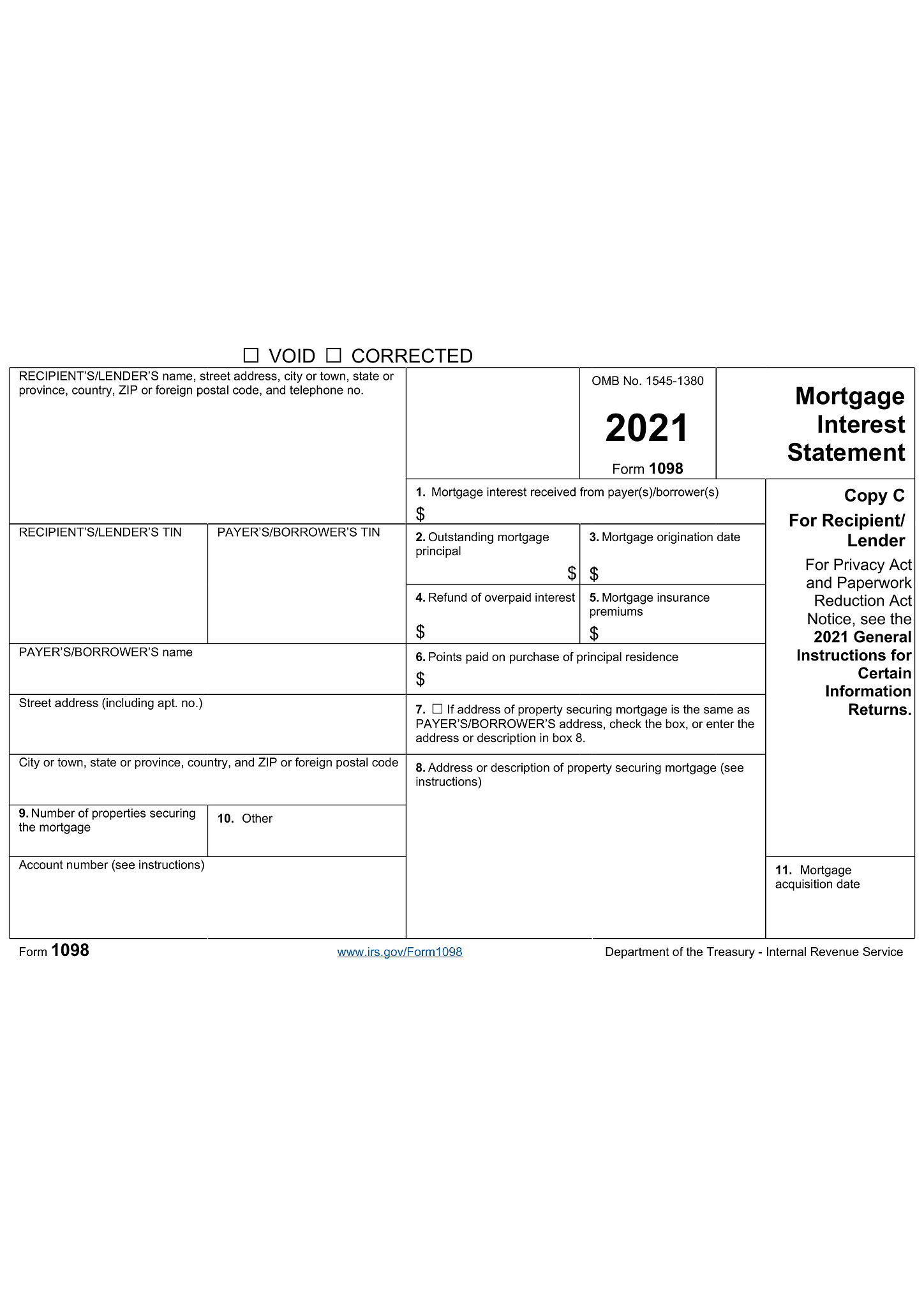 Form 1098 (Mortgage Interest Statement) 5