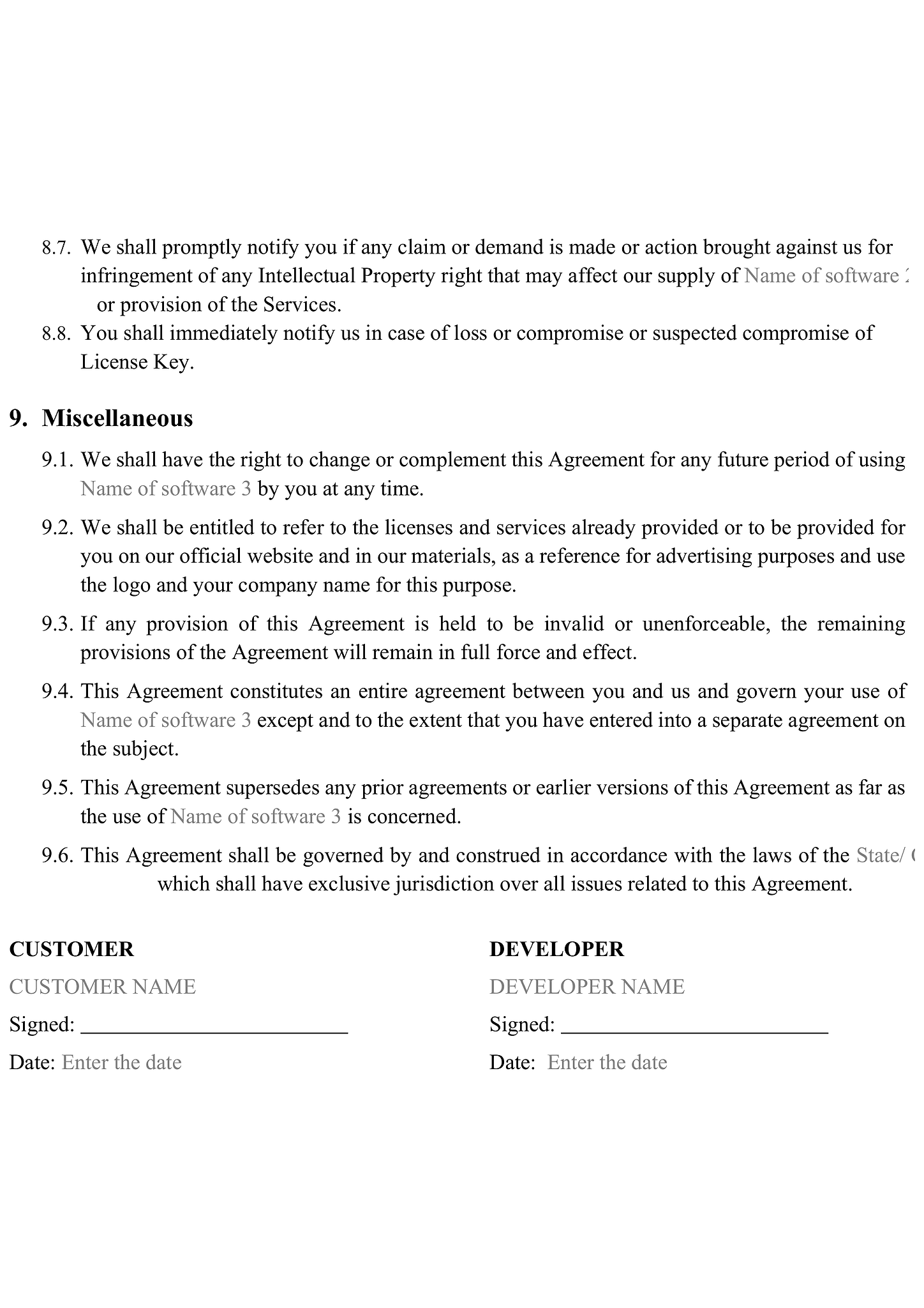 Software license agreement form 5