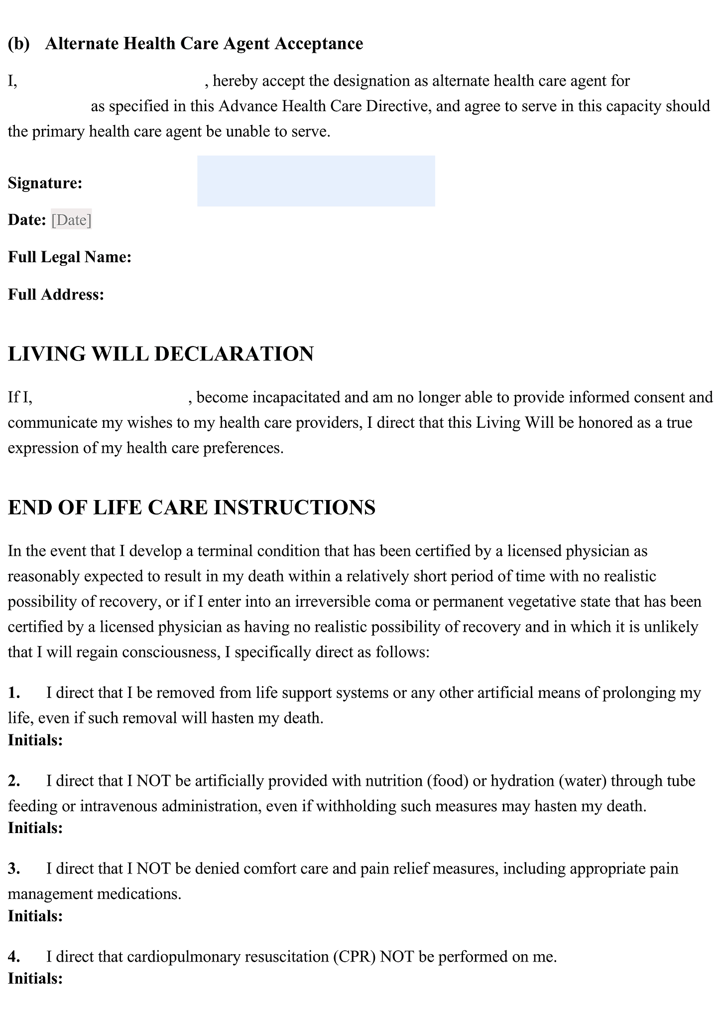 Advance health care directive 5