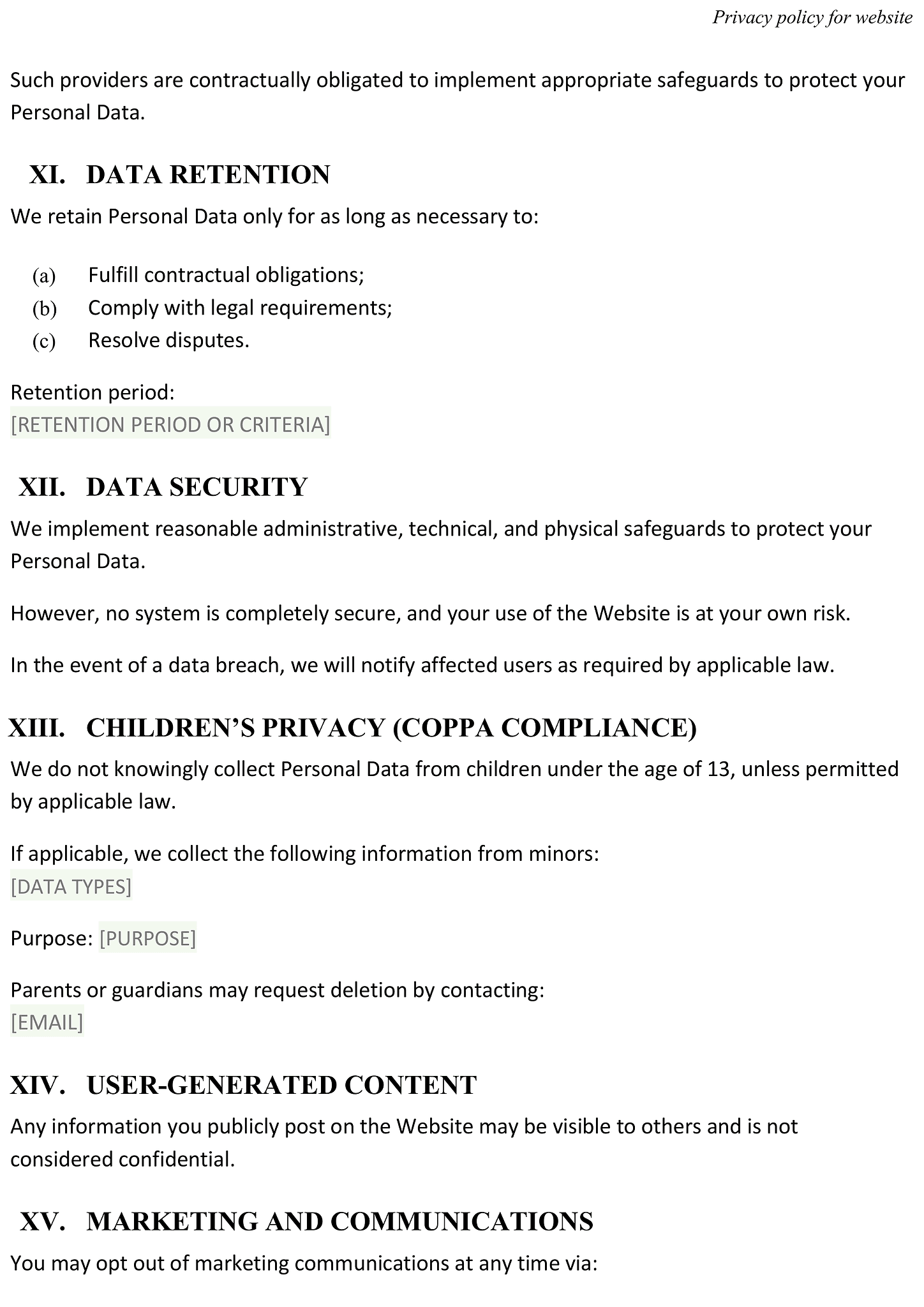 Privacy policy for website 5