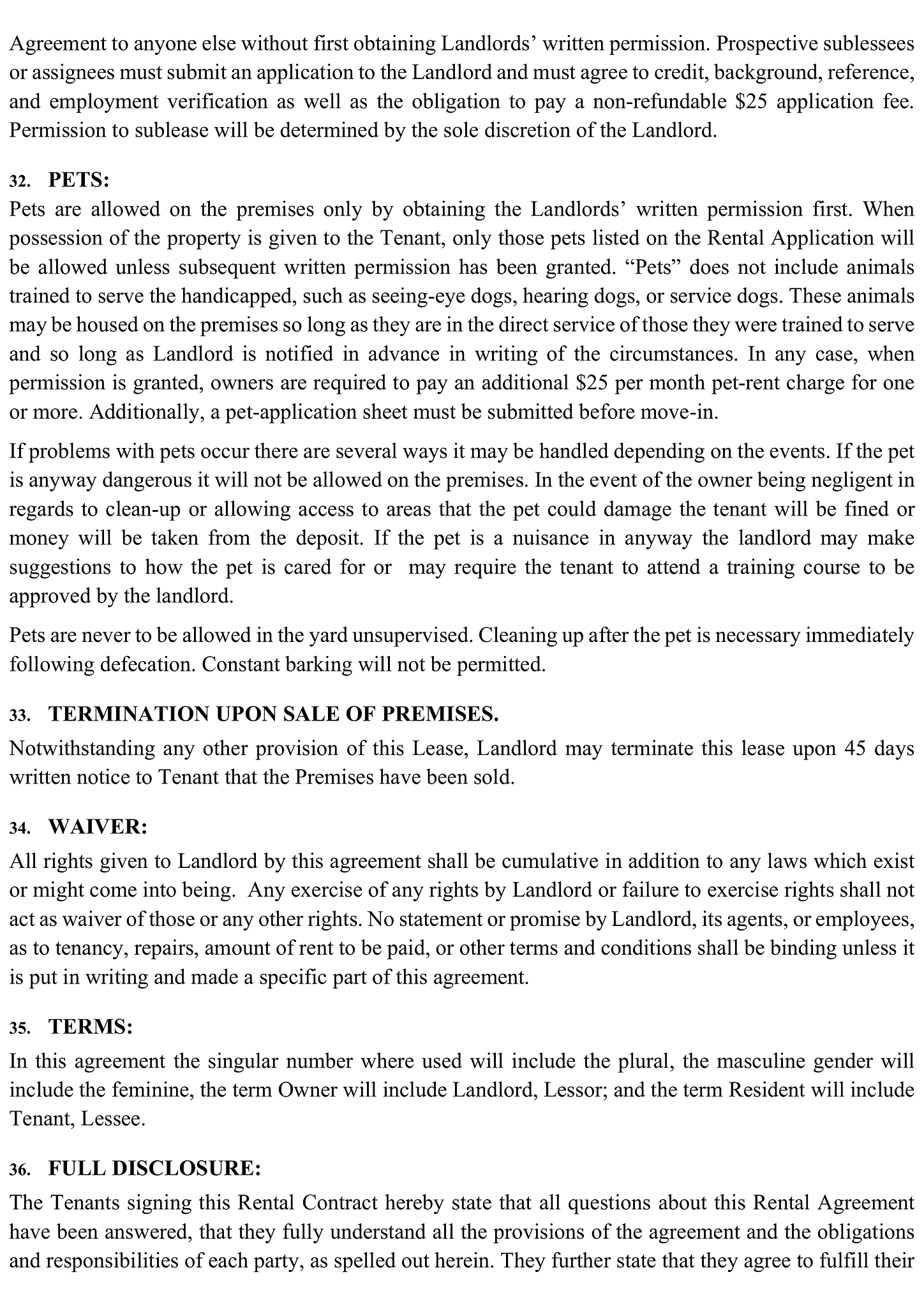 House rental (Lease) agreement form 6