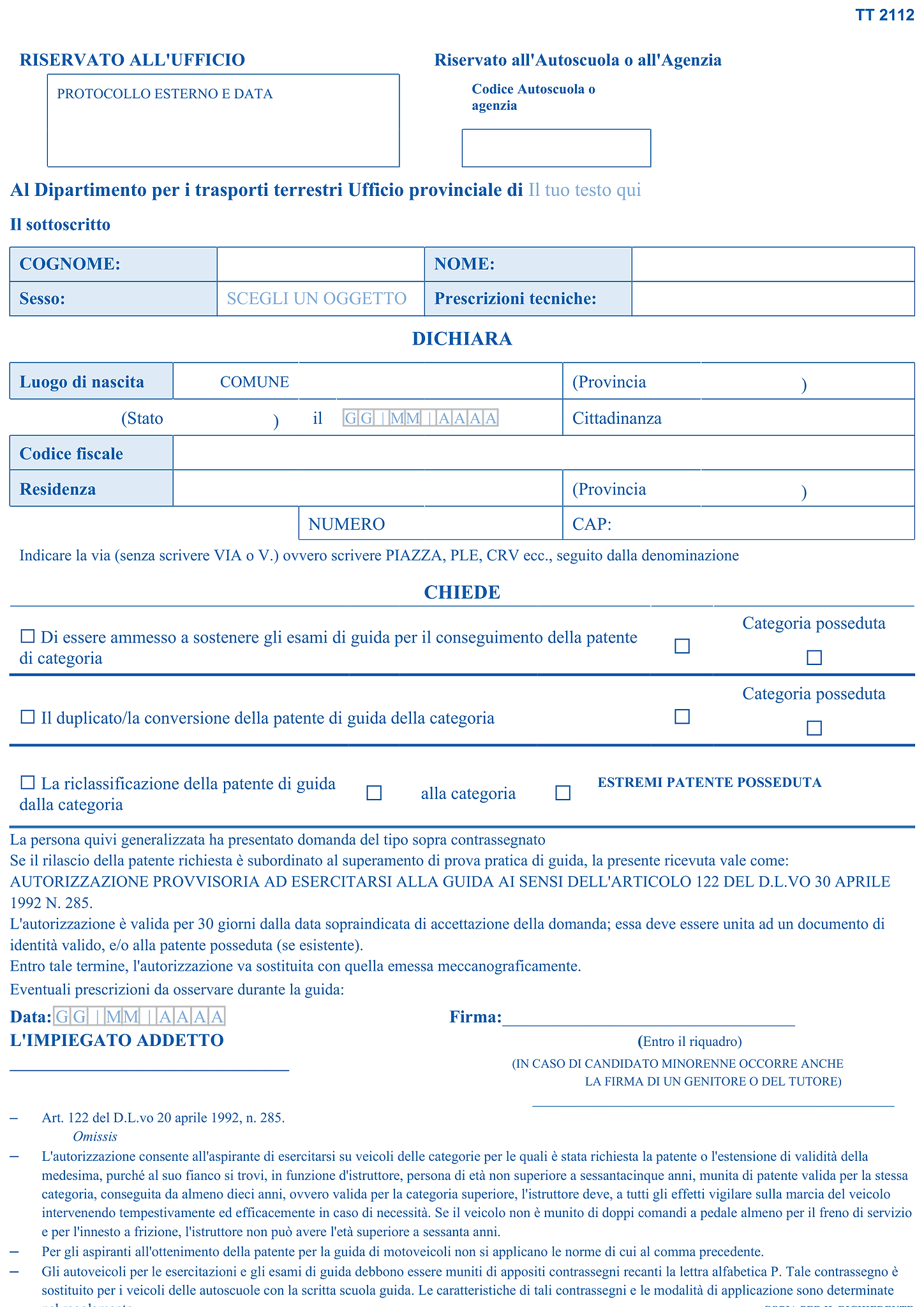 Modello TT2112 6