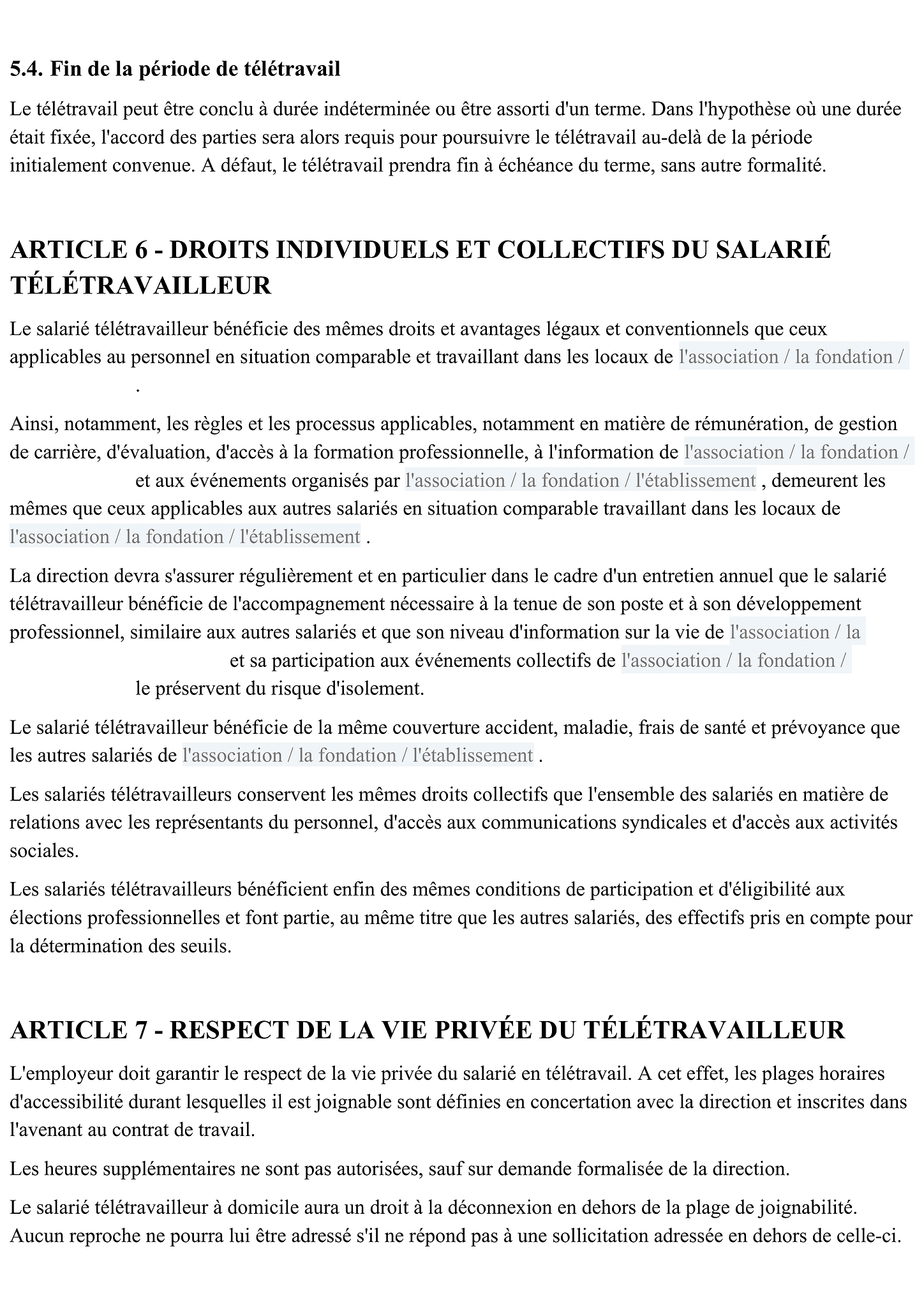 Accord pour la mise en place du télétravail 6
