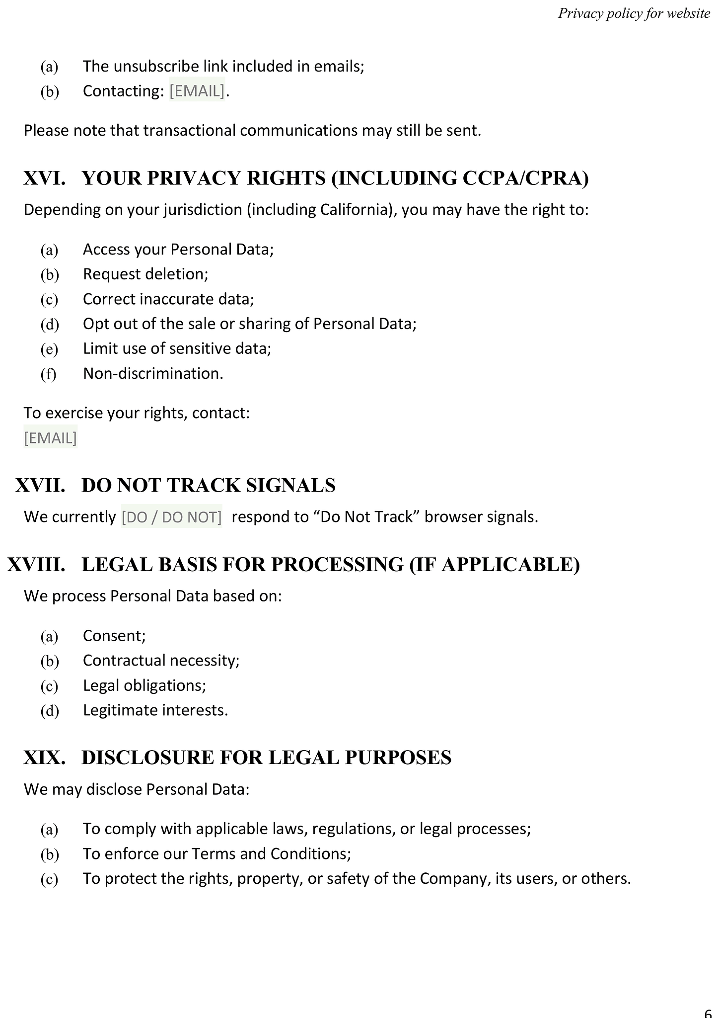 Privacy policy for website 6