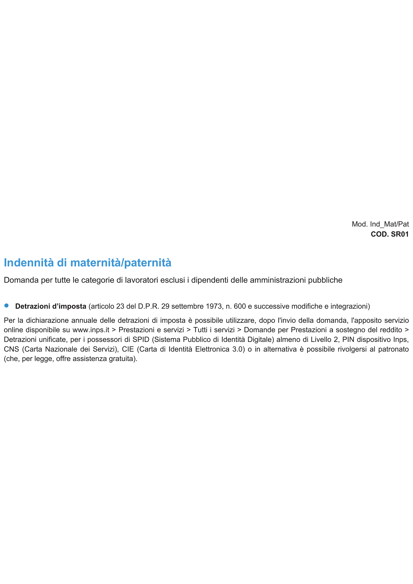 Modulo indennità di maternità / paternità 8