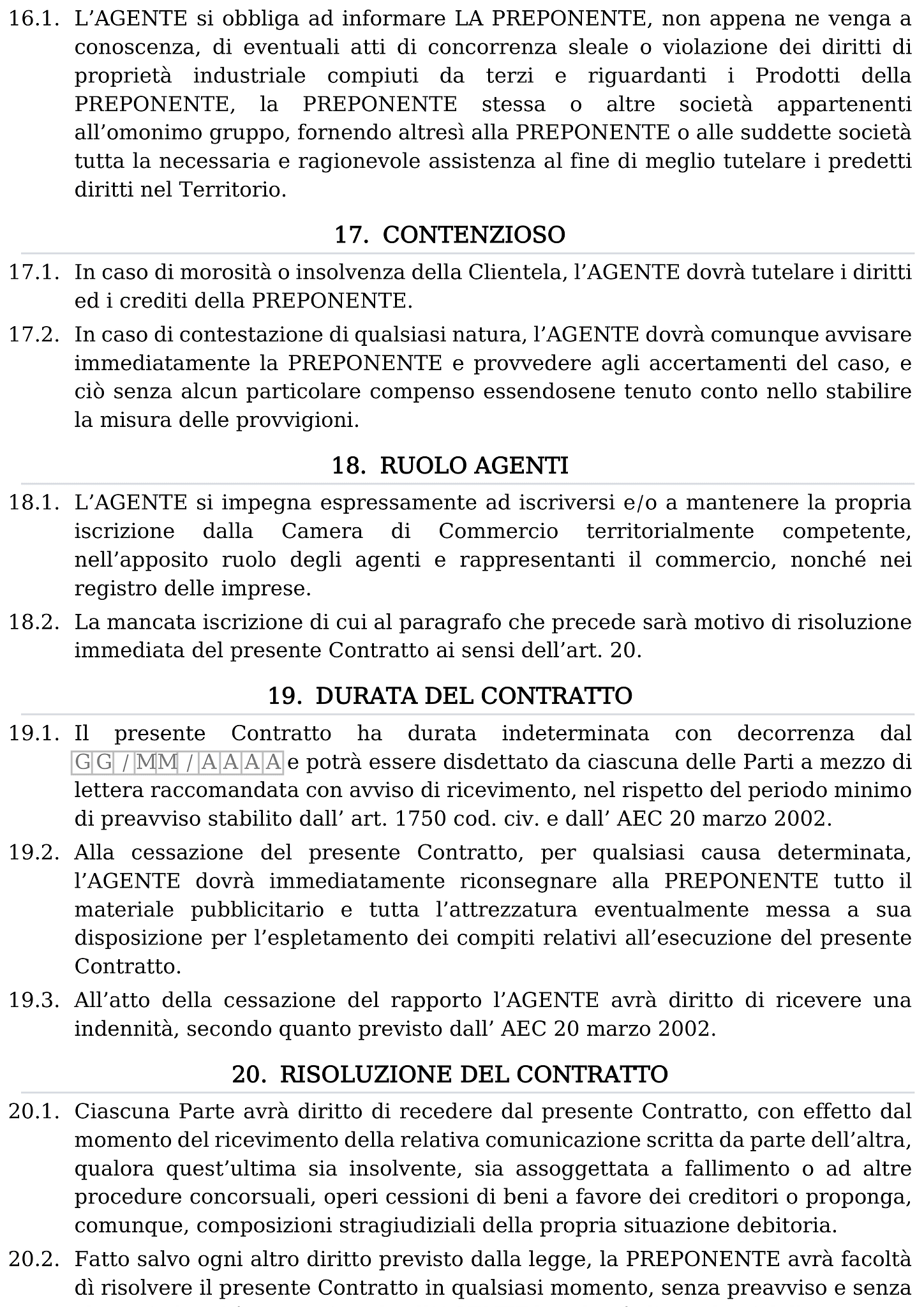 Modulo contratto di agenzia 8