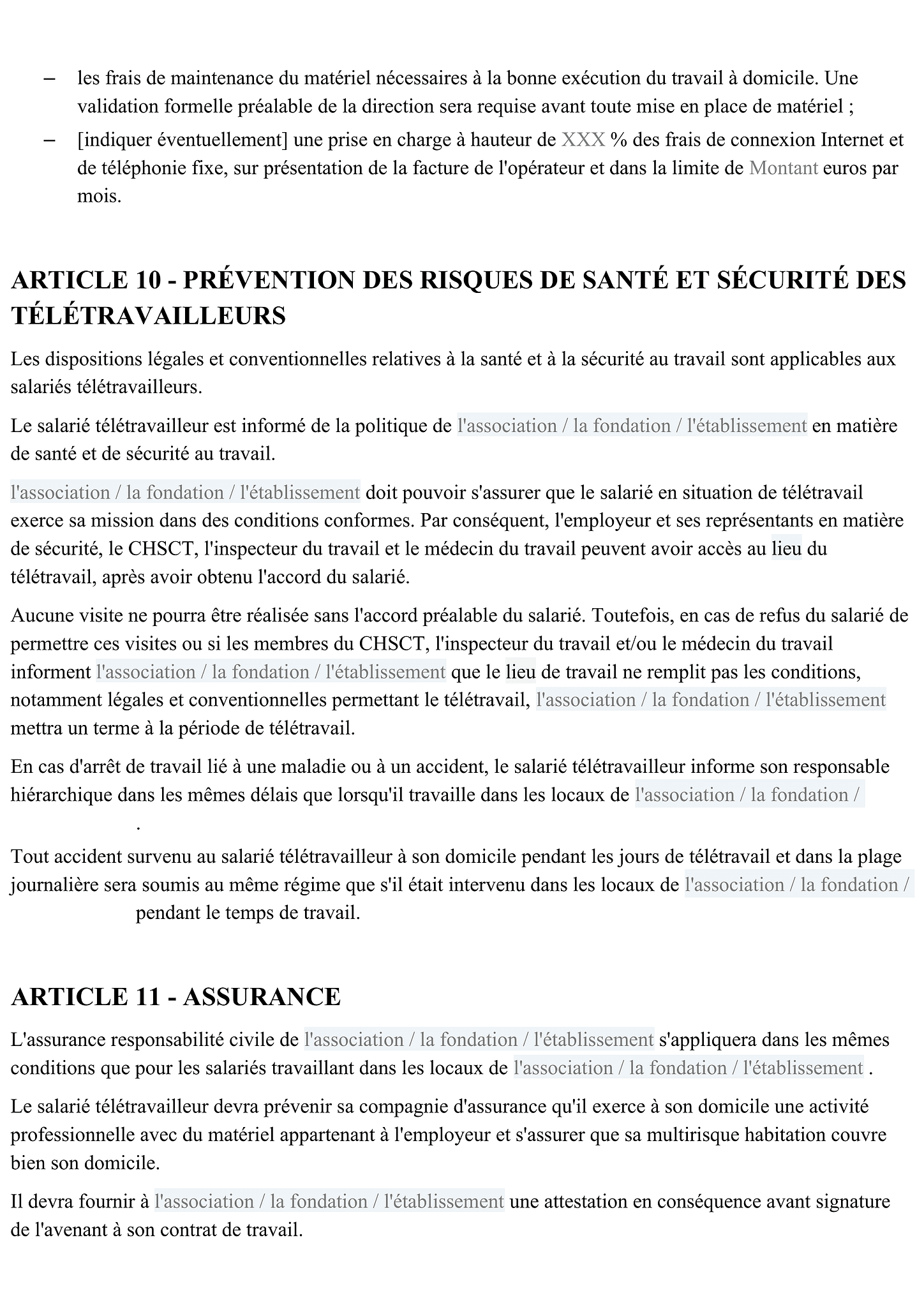 Accord pour la mise en place du télétravail 8