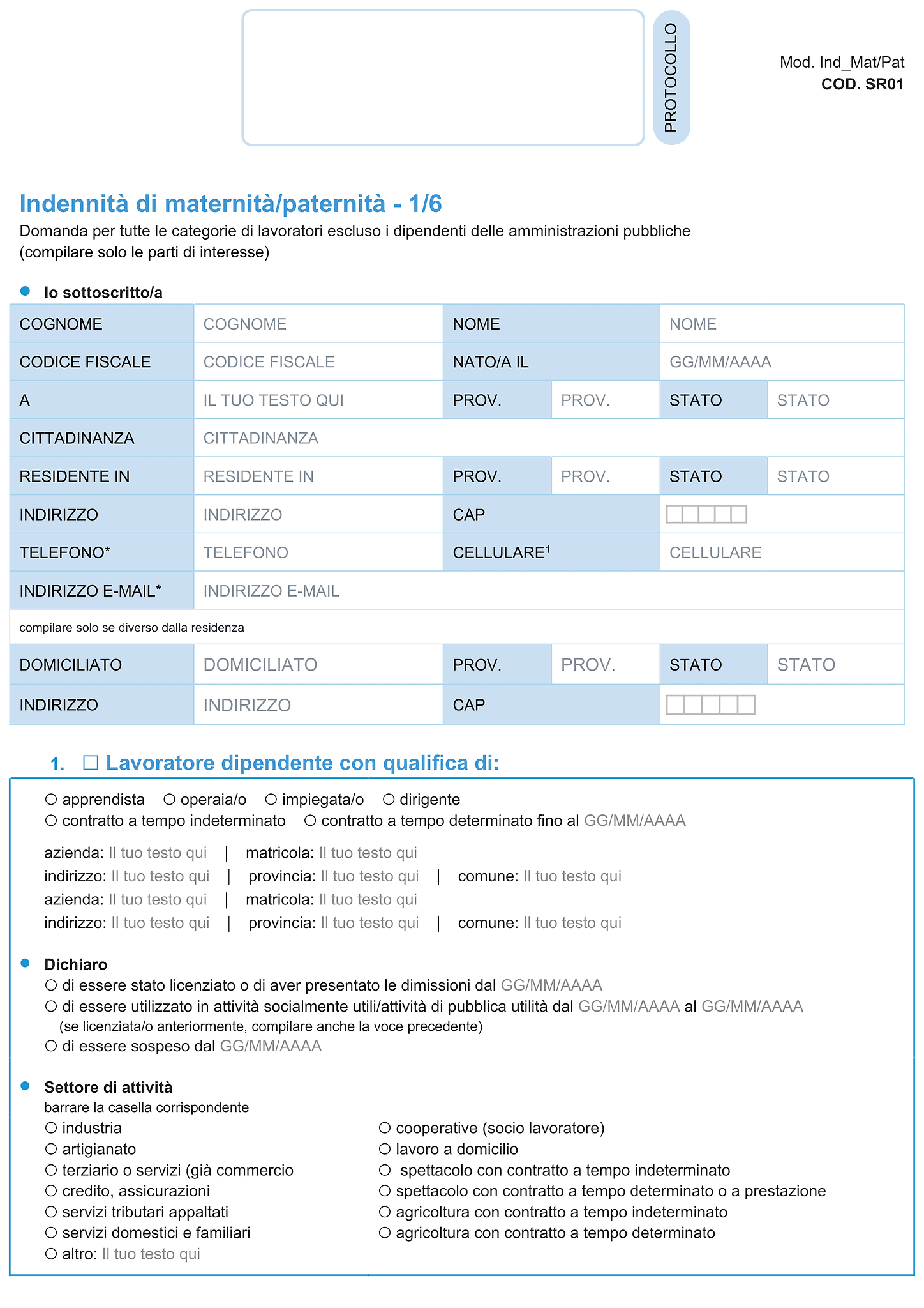 Modulo indennità di maternità / paternità 9