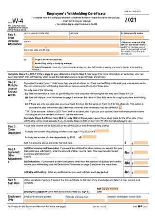 Form W-4 (Employee's Withholding Certificate) template